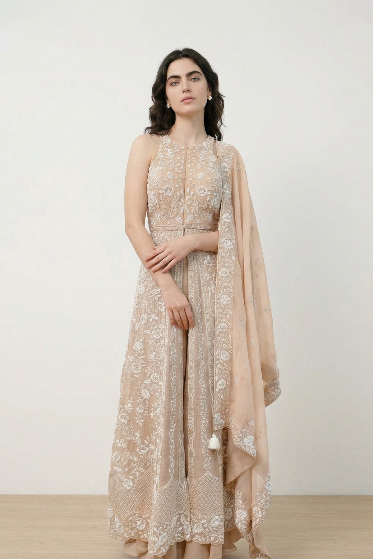 Beige Dove Anarkali Set