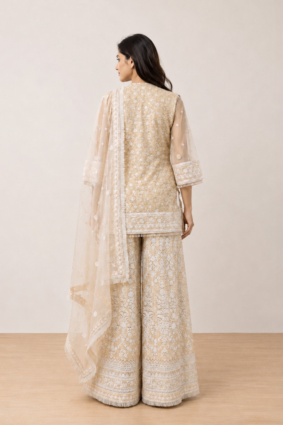 Yellow Sequence Short Kurti Set