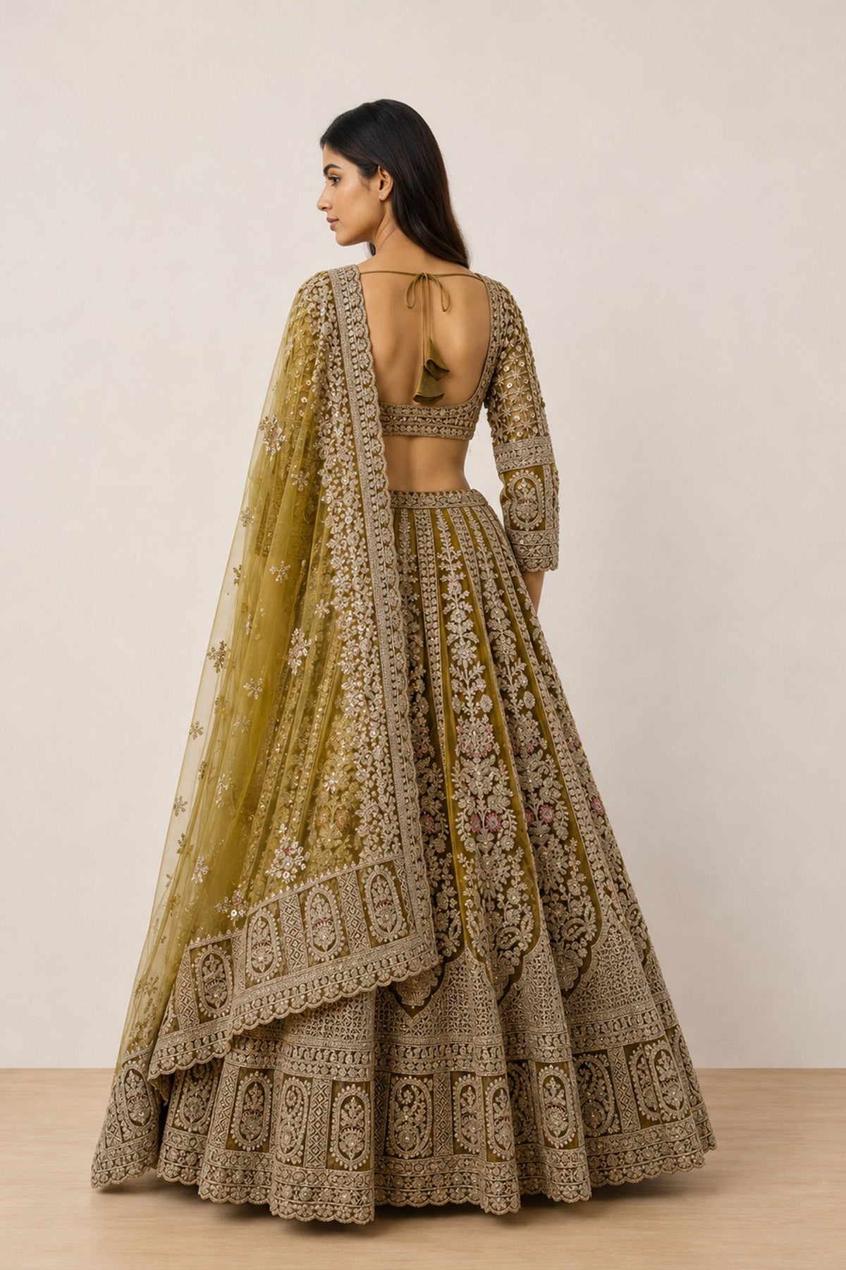 Green Booti Ghagra Set