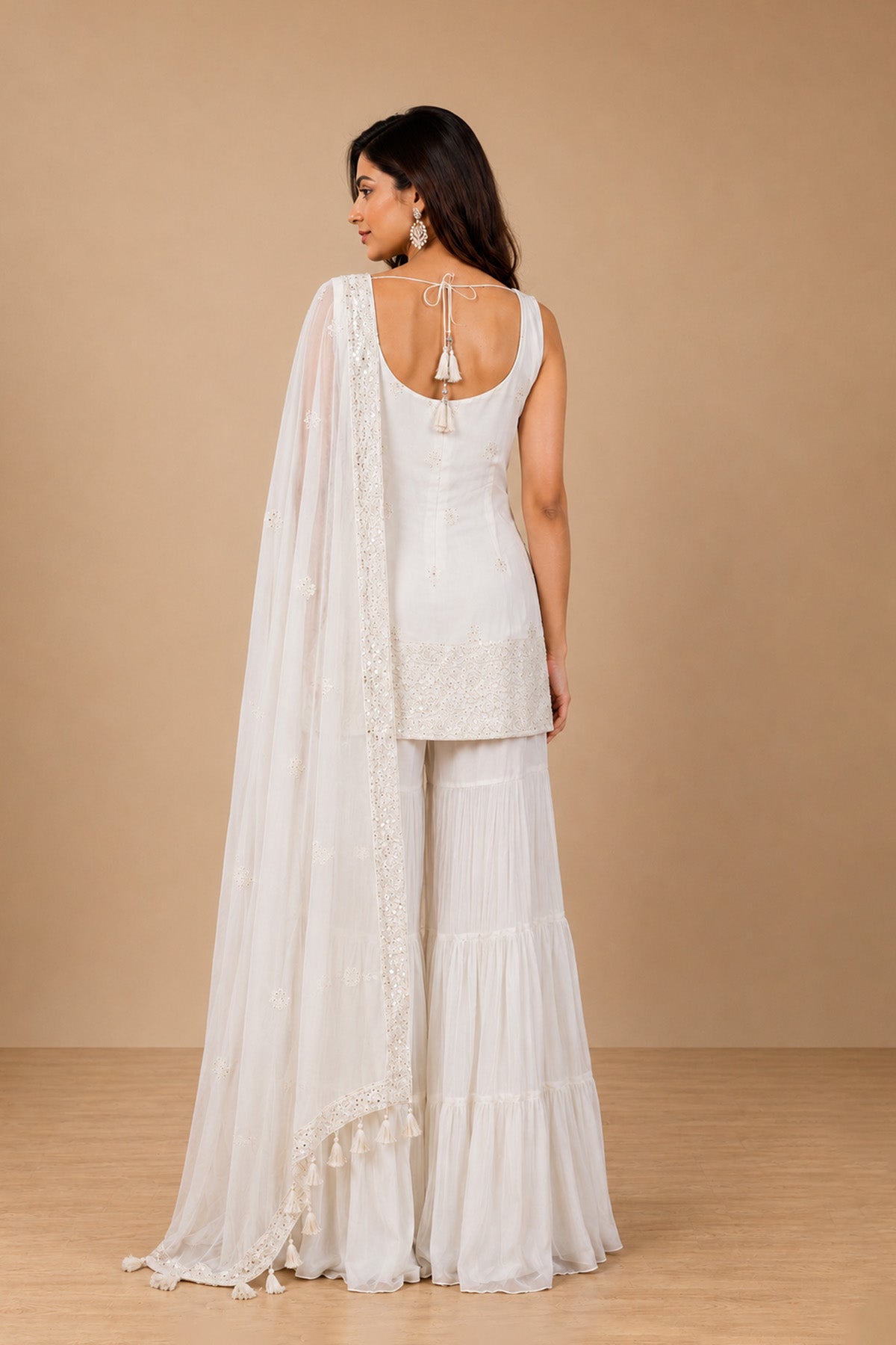 White Charmi  Kurti Gharara Set
