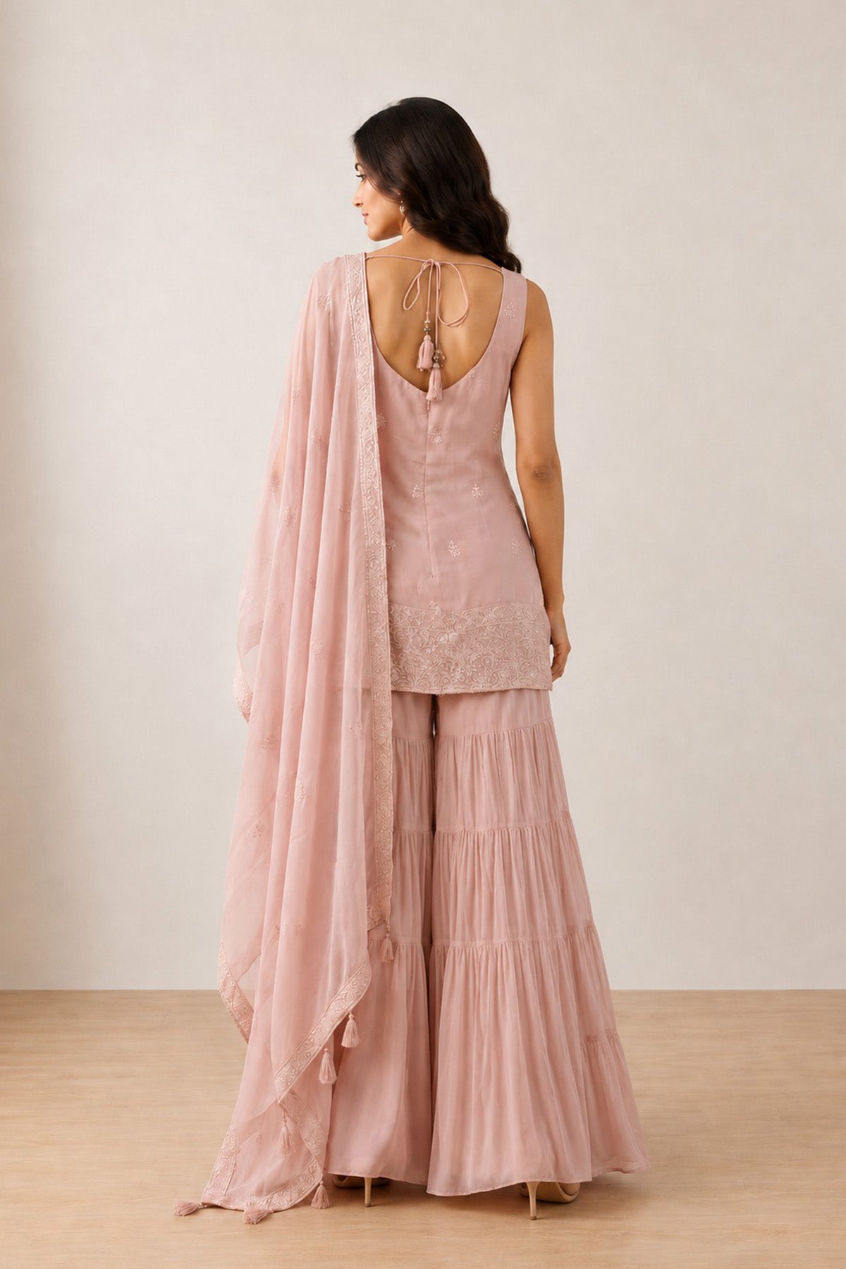 Pink Charmi  Kurti Gharara Set