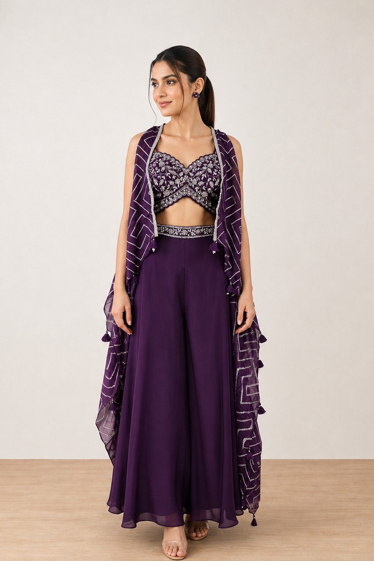 Purple Clara Jacket Plazo Co-ord Set