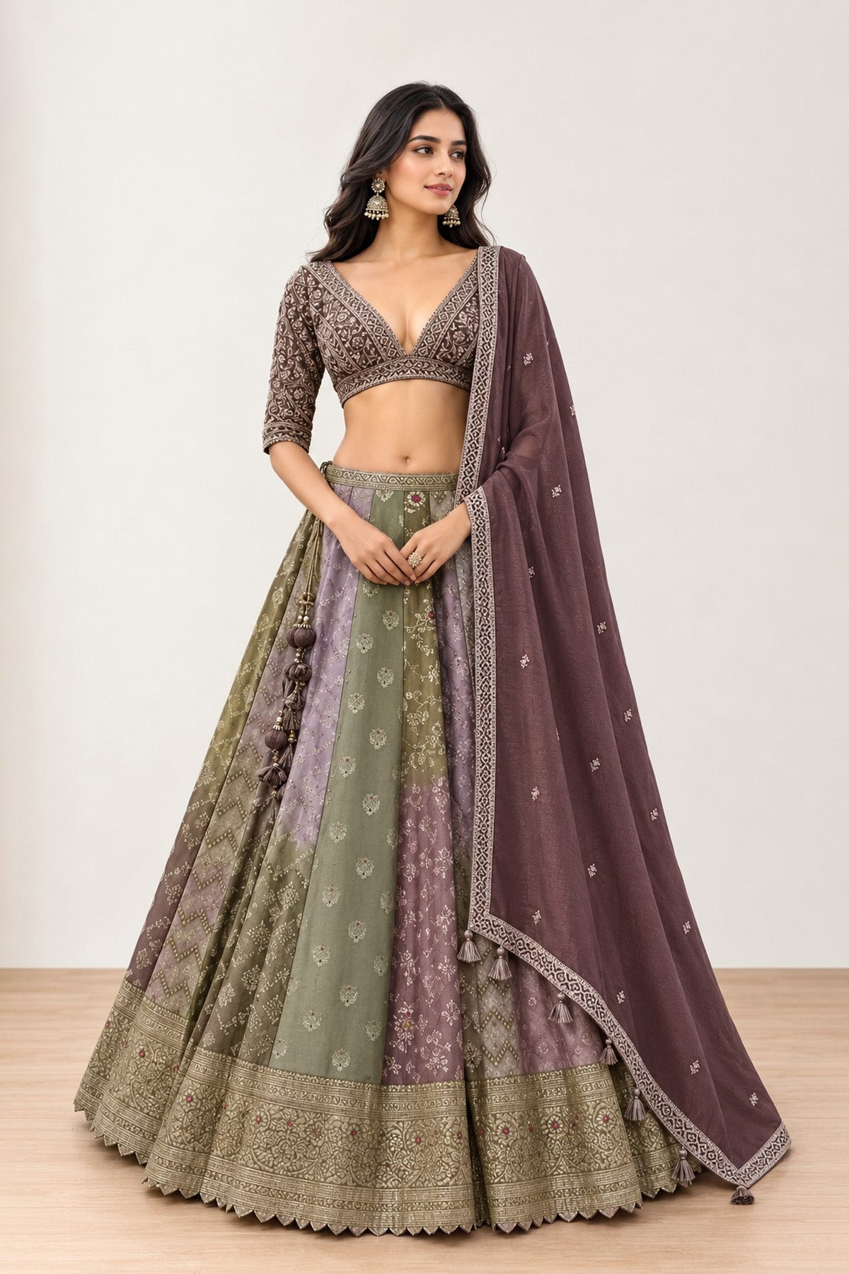 Green & Purple Mallika Ghagra Set