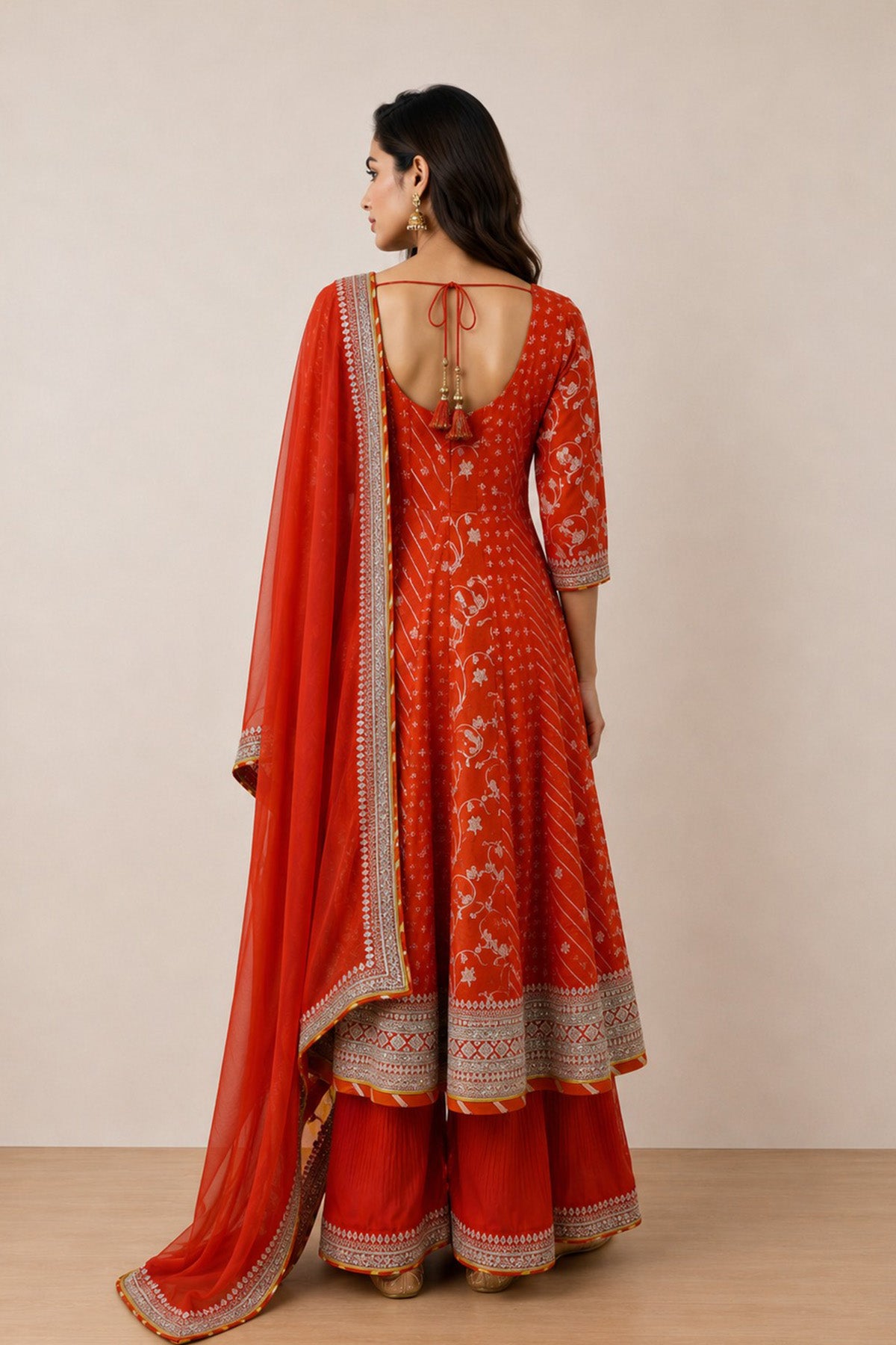 Orange Nirjala Anarkali Set