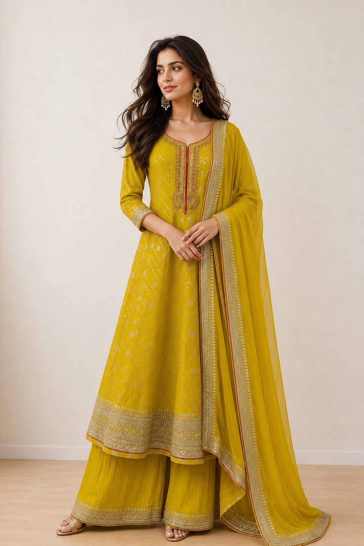 Yellow Nirjala Anarkali Set