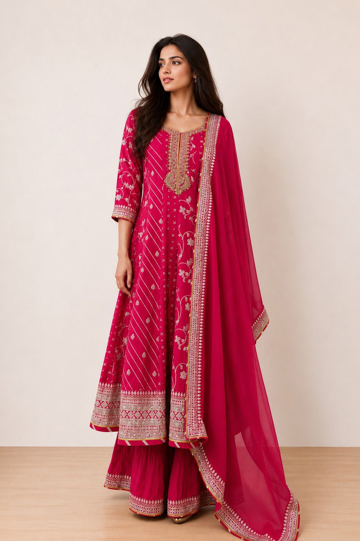 Pink Nirjala Anarkali Set