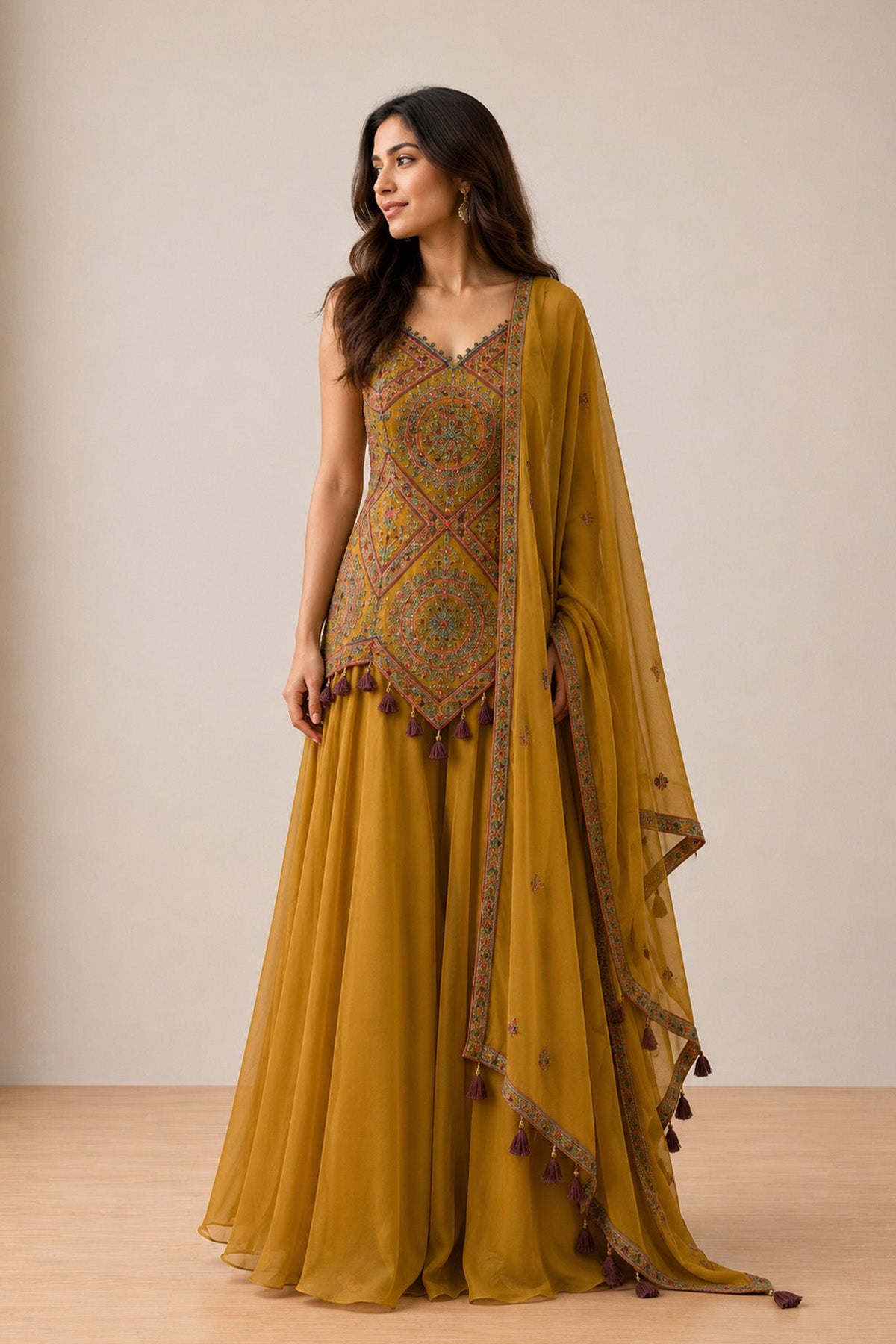 Yellow Reena Short Kurti Set