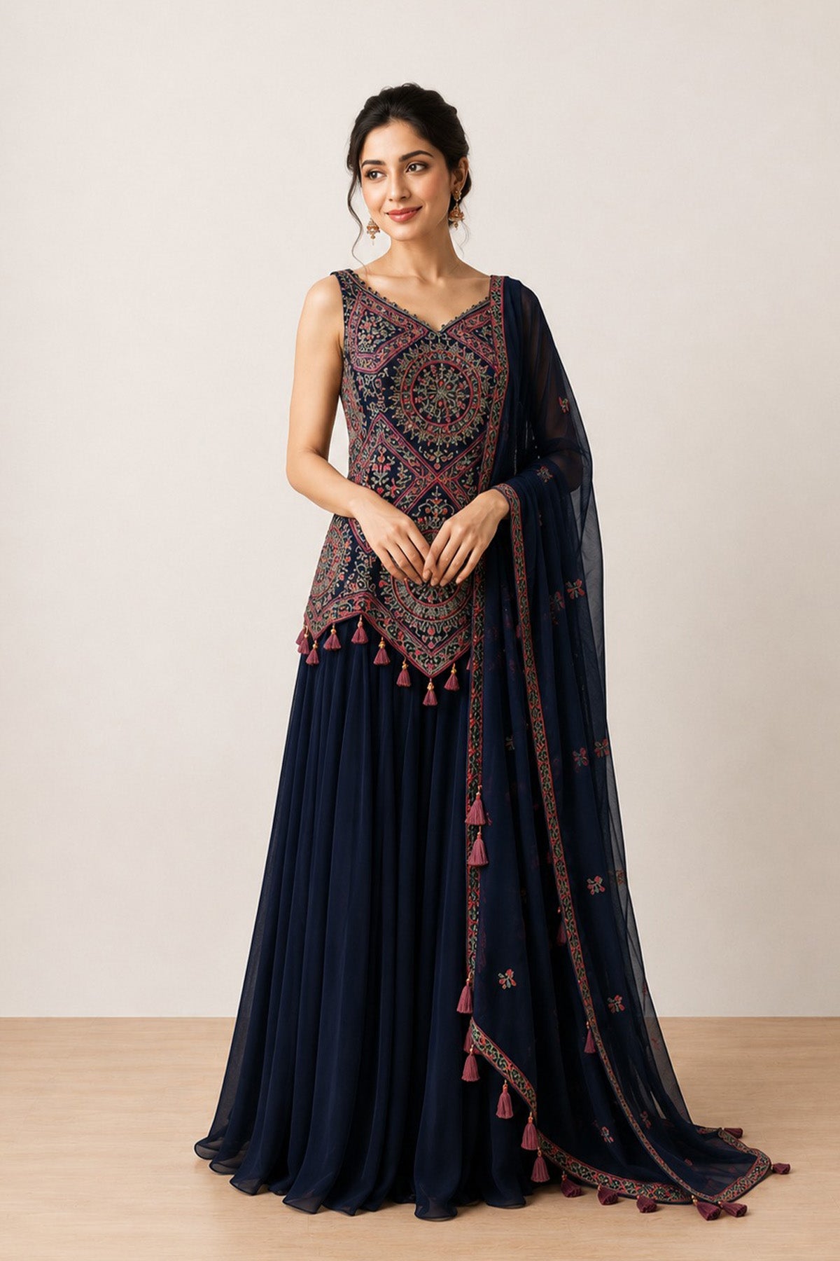 Blue Reena Short Kurti Set