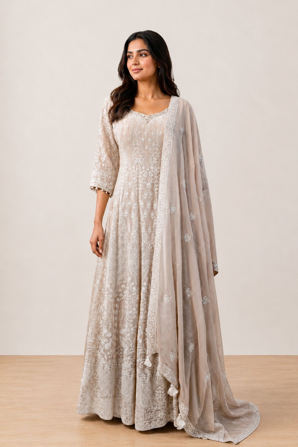 Beige Yashvi Anarkali Set