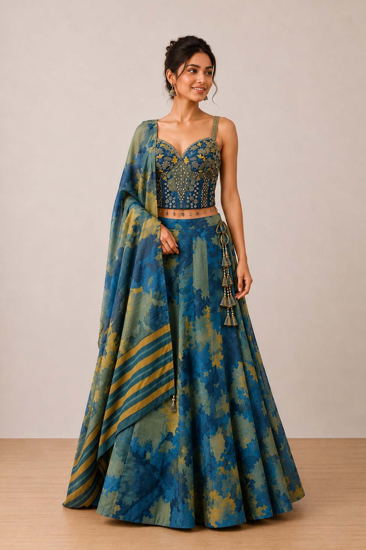 Blue Des  Ghagra Set