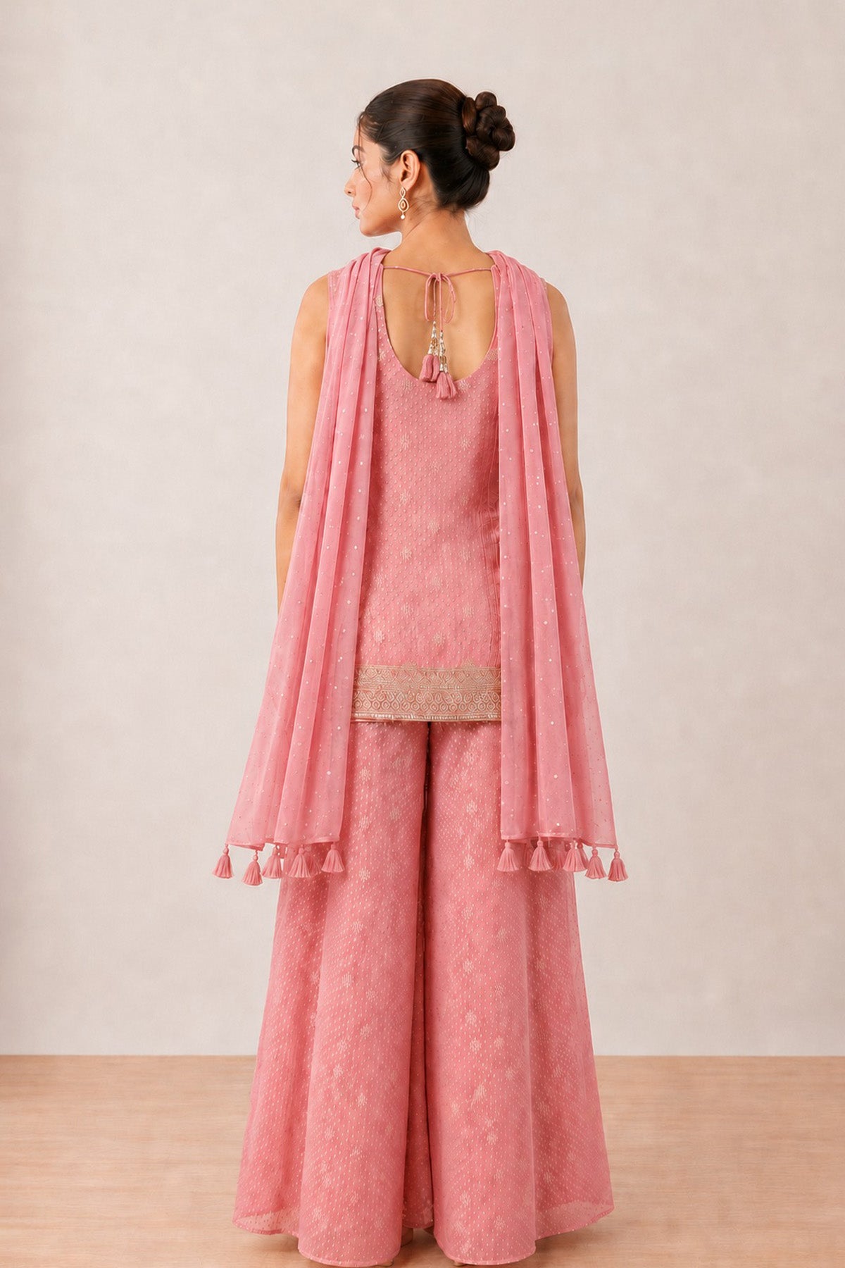 Pink Des Short Kurti Set