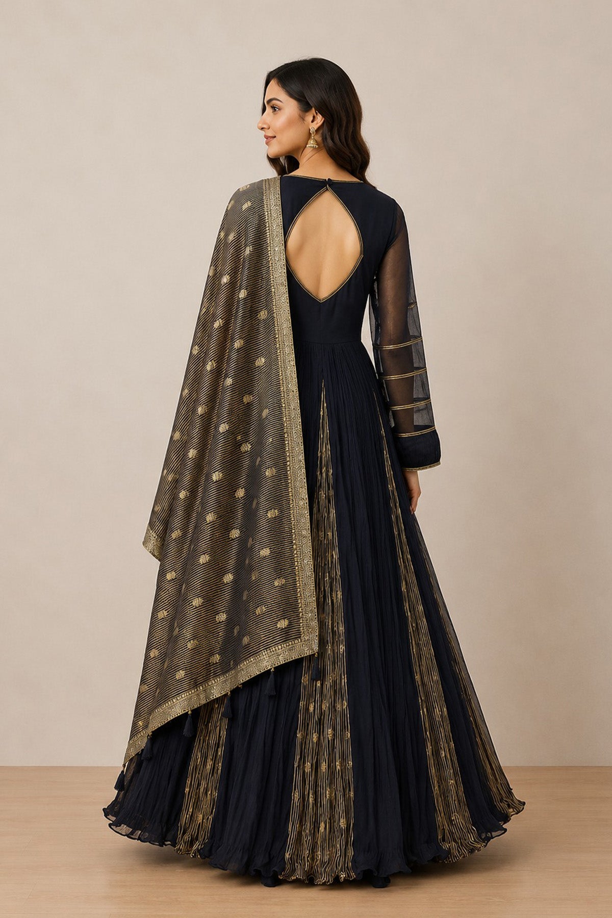 Black Rina Anarkali Set