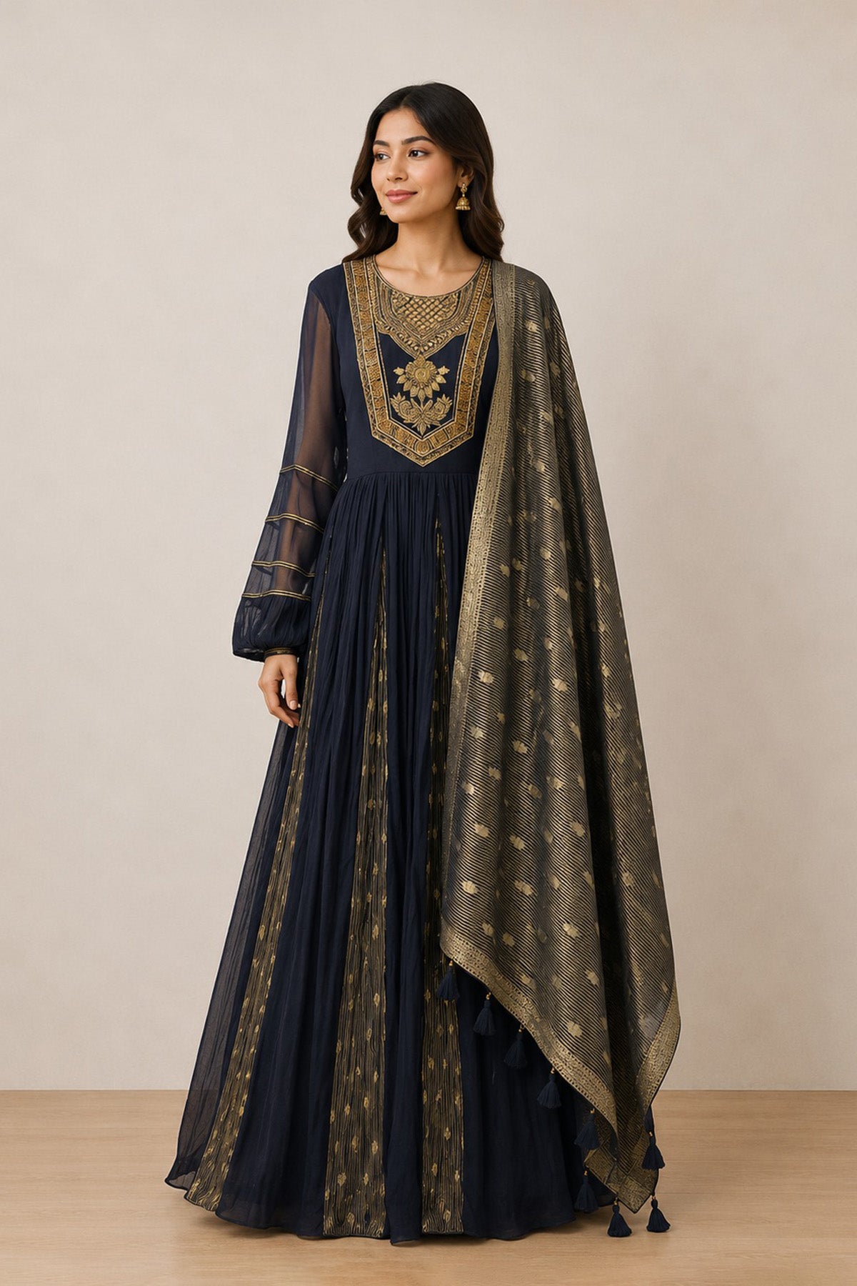Black Rina Anarkali Set