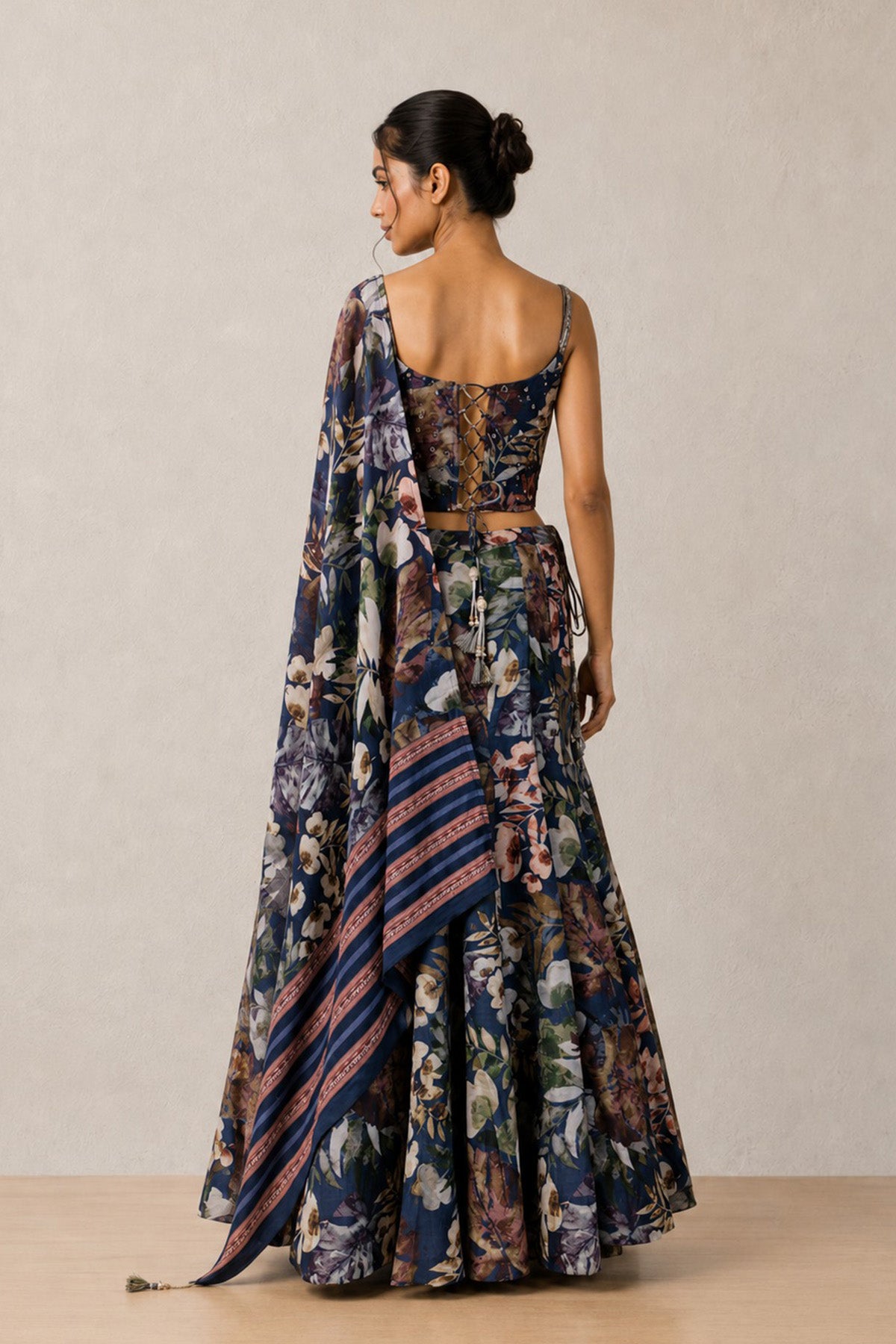 Blue Floral Ghagra Set