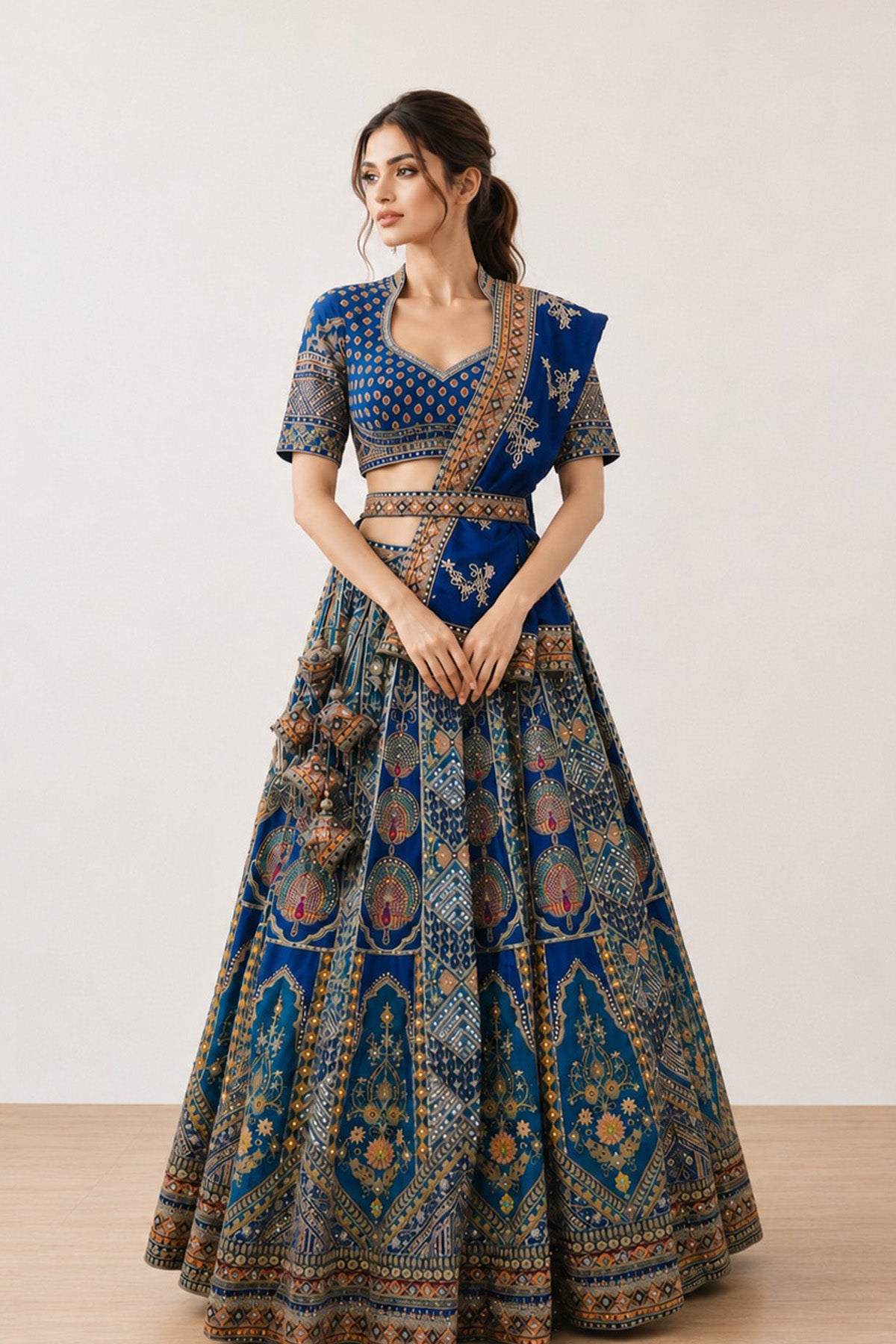 Blue Sheen Ghagra Set