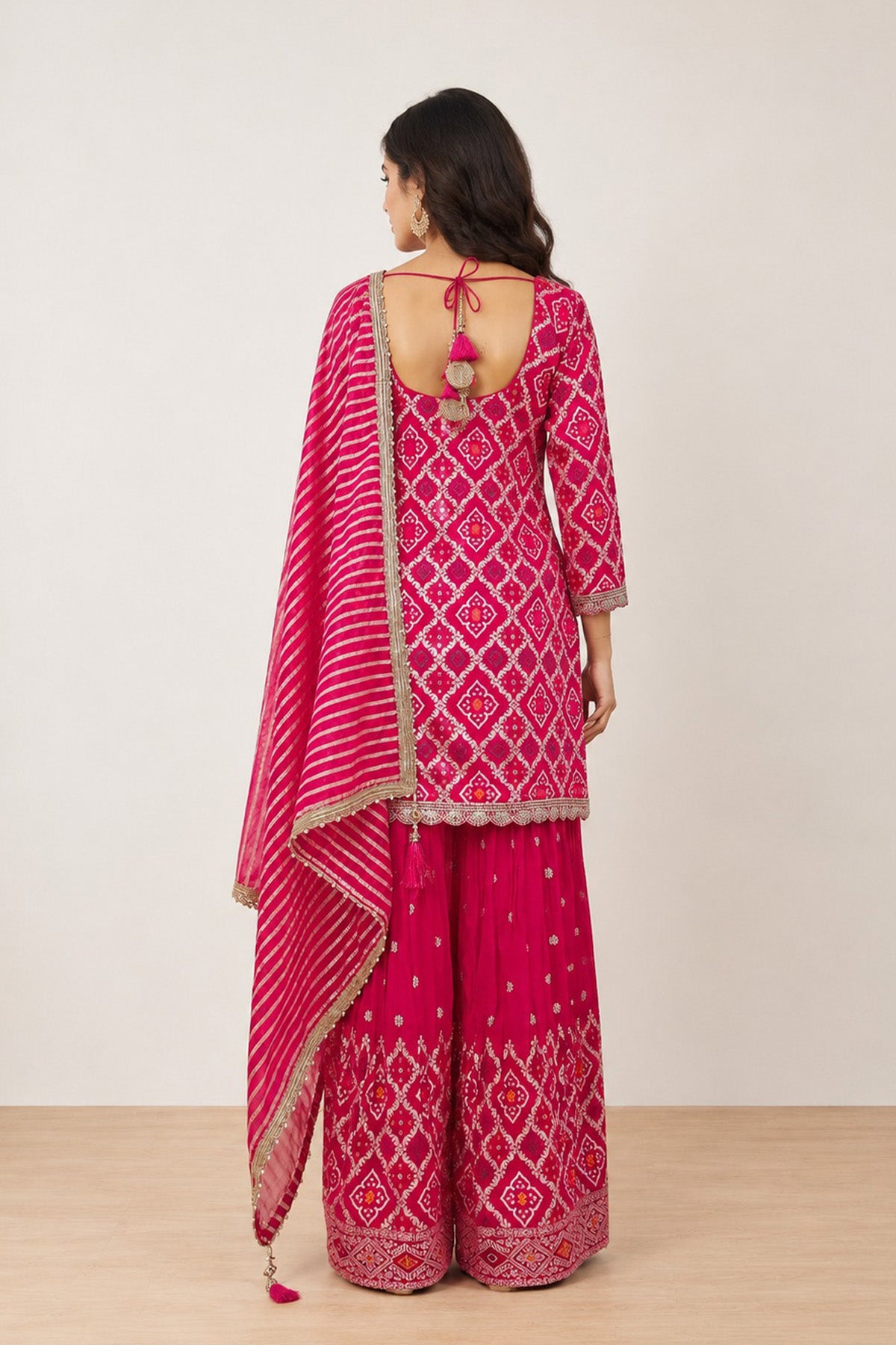 Pink Sheen Kurti Plaazo set