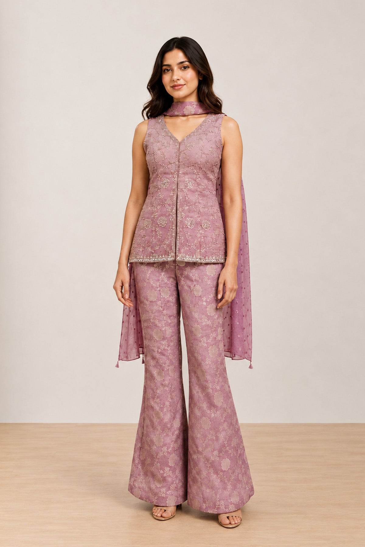 Pink Des Short Kurti Set