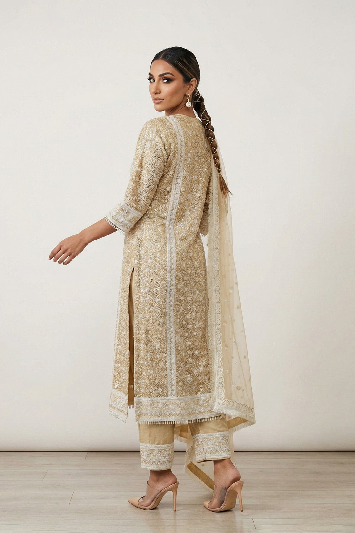 Nude Sequence Boxy Kurta