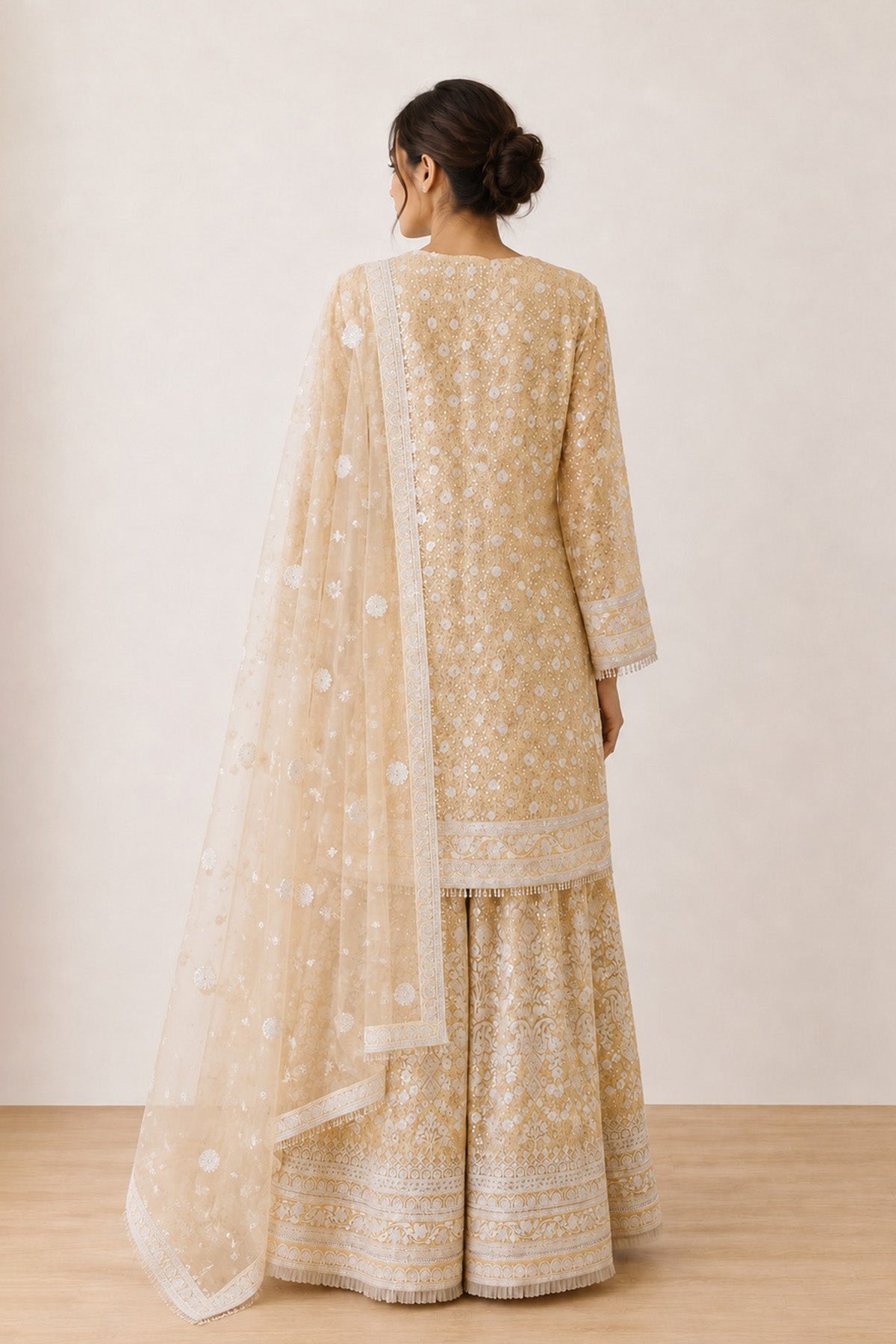 Yellow Sequence Short Kurti Set