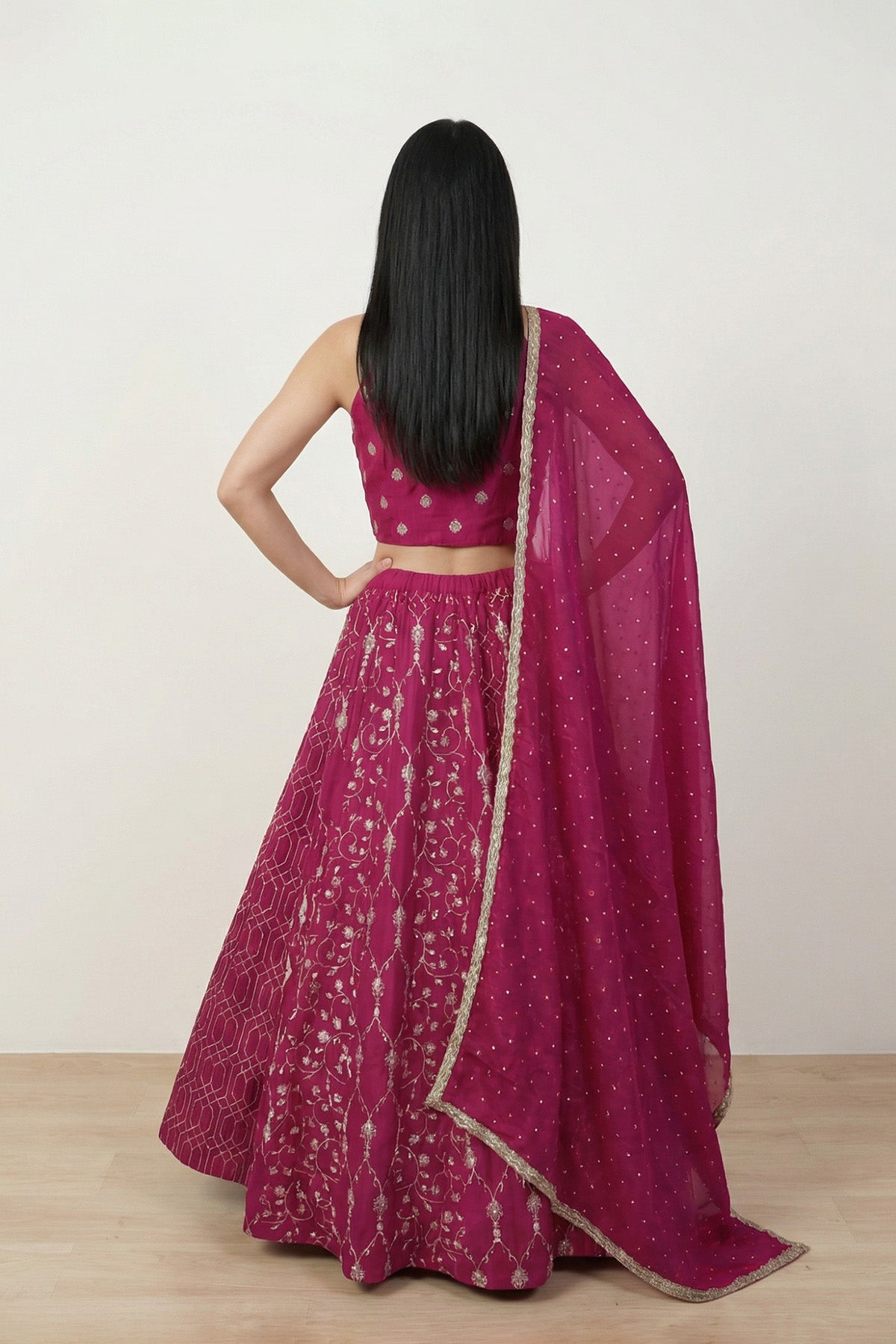 Pink Sheen Ghagra Set