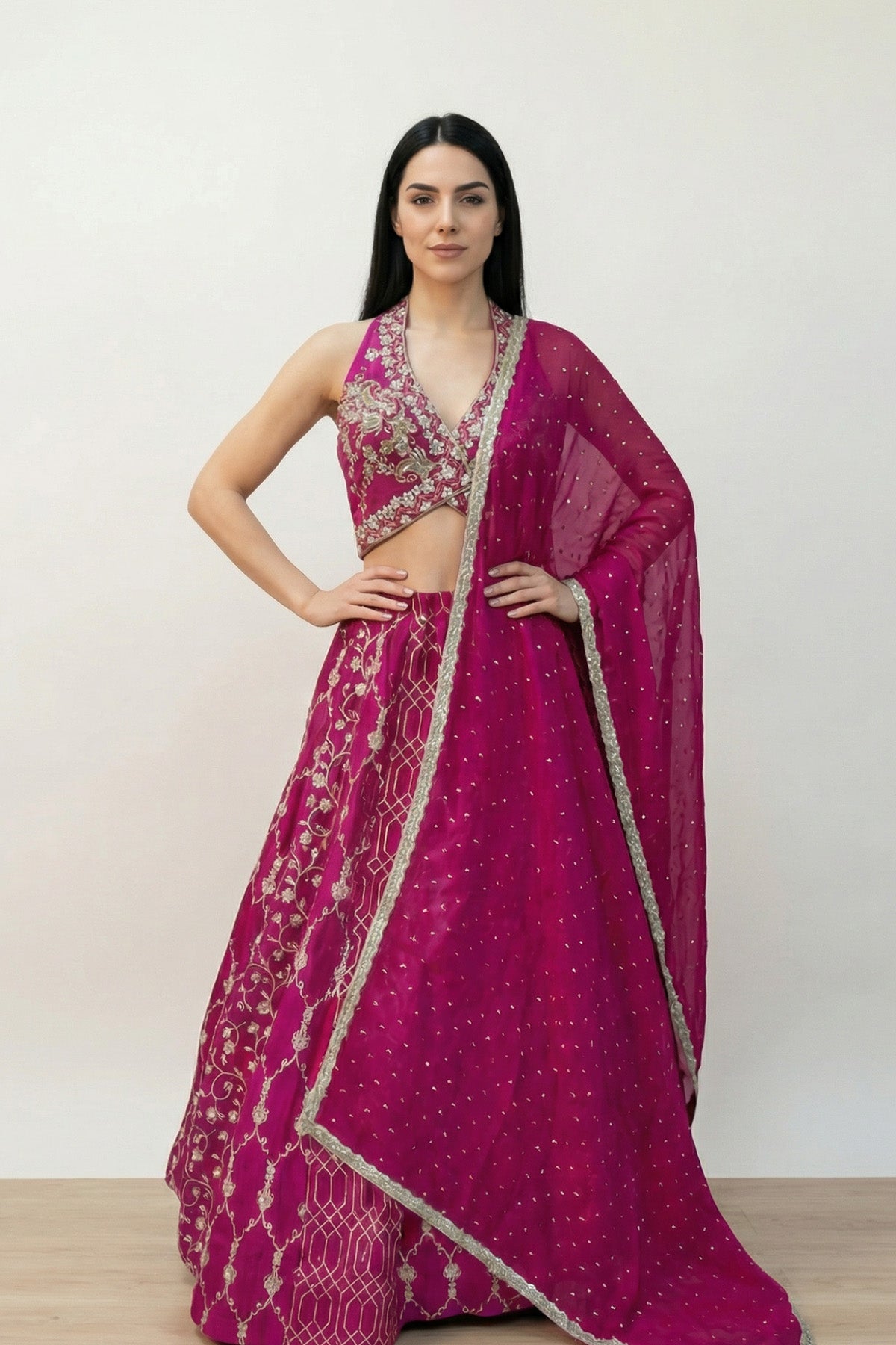 Pink Sheen Ghagra Set