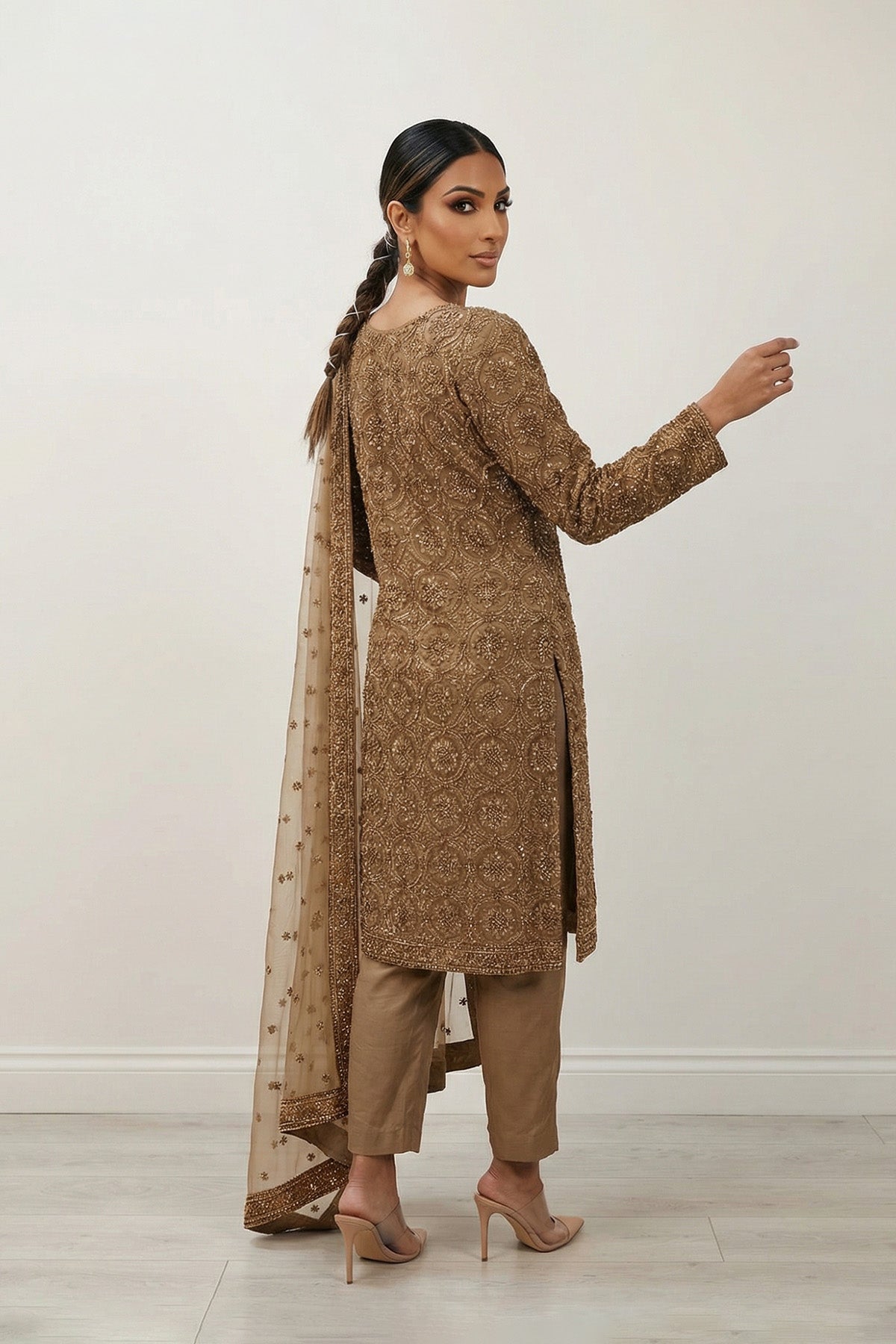 Brown Geo Beads Kurta Set