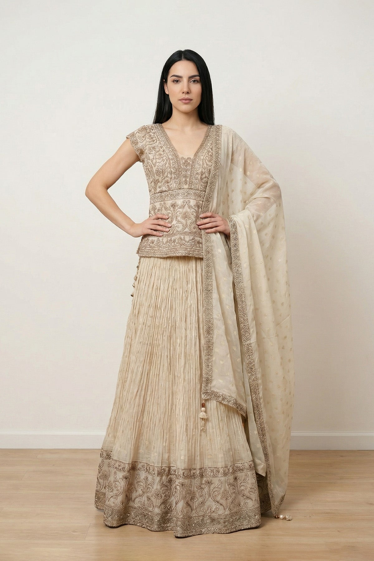 Beige Jacqline Ghagra Set