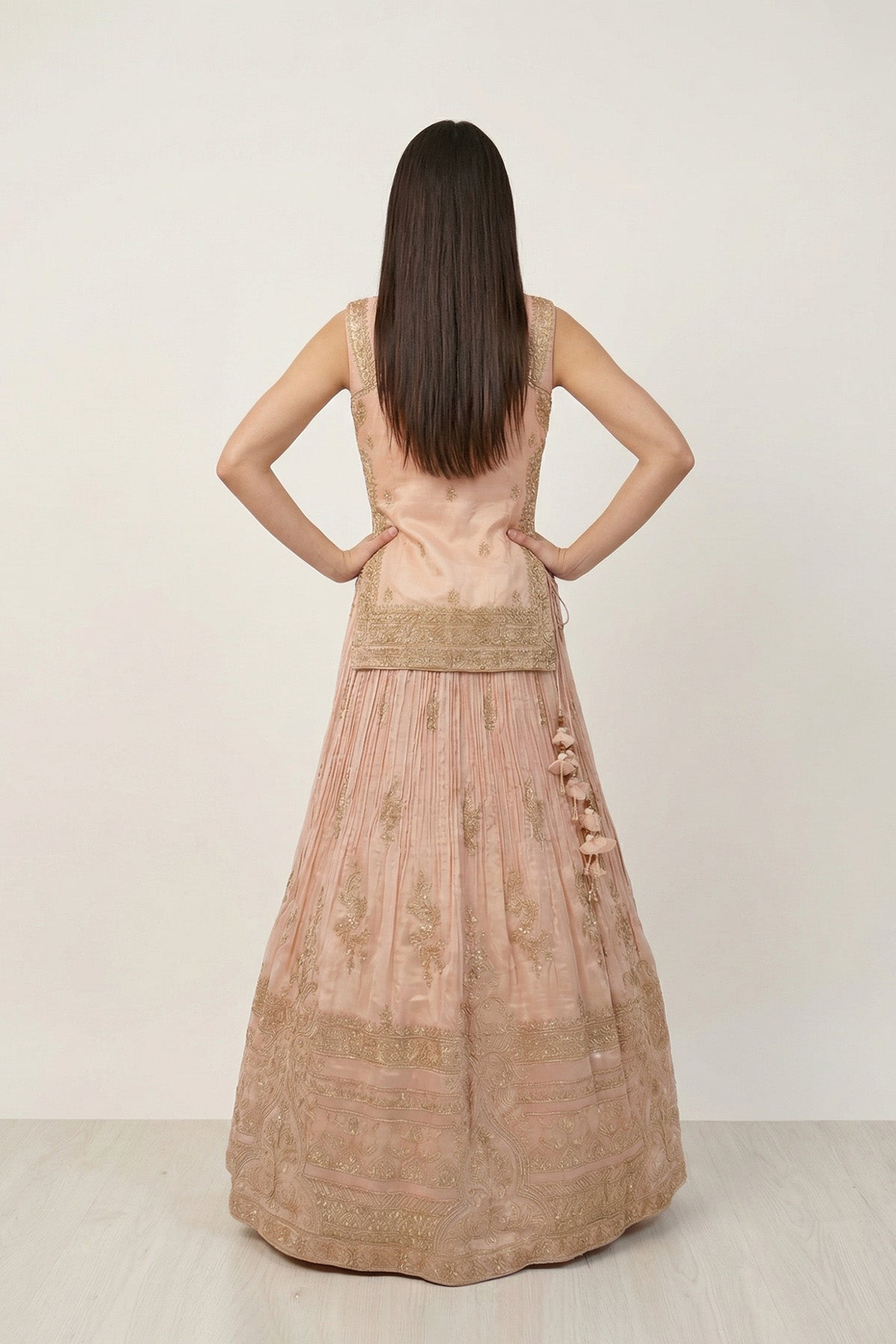 Peach Hans Choli Ghagra Set
