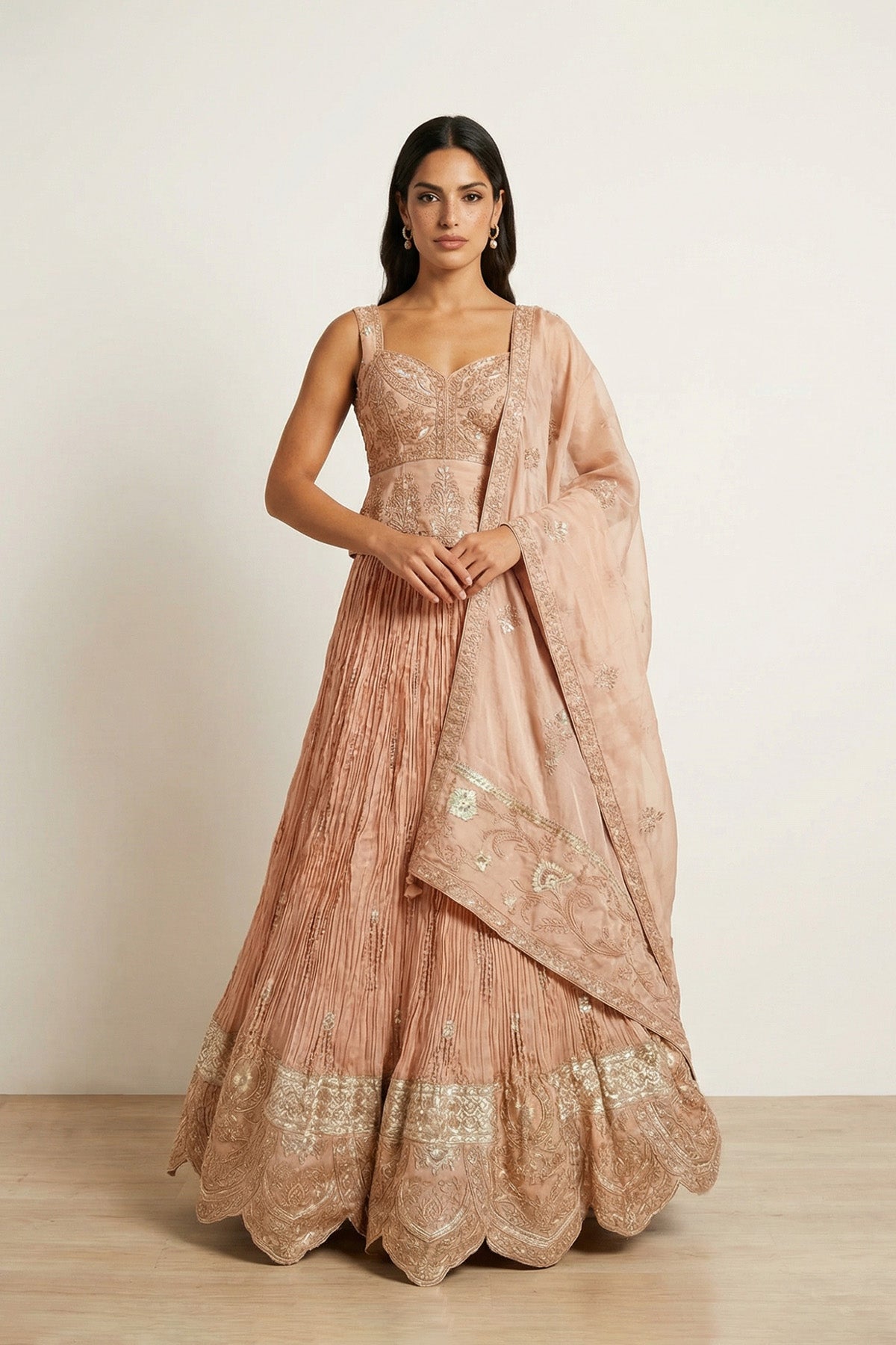 Peach SUFI CHOLI Ghagra Set