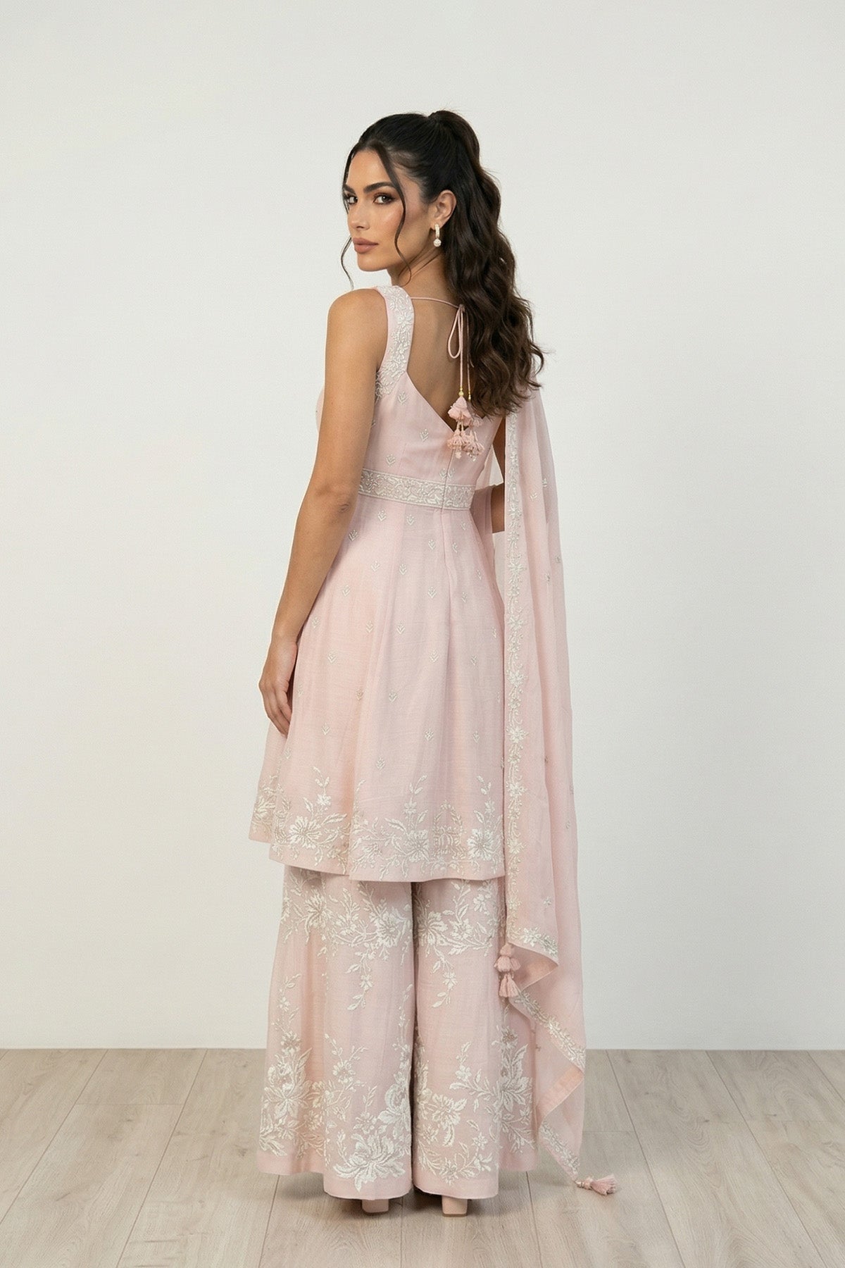 Pink Roshi Kali Kurta Set