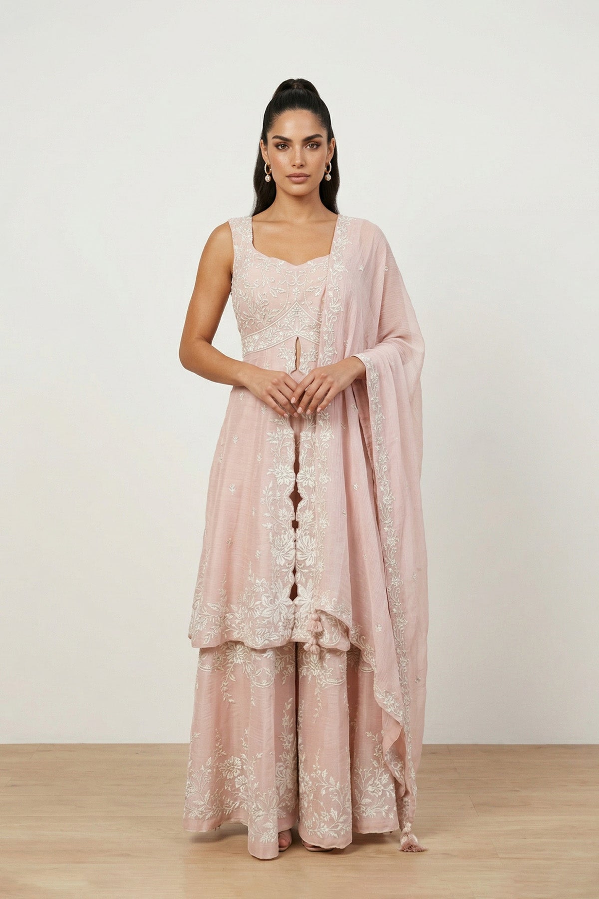 Pink Roshi Kali Kurta Set