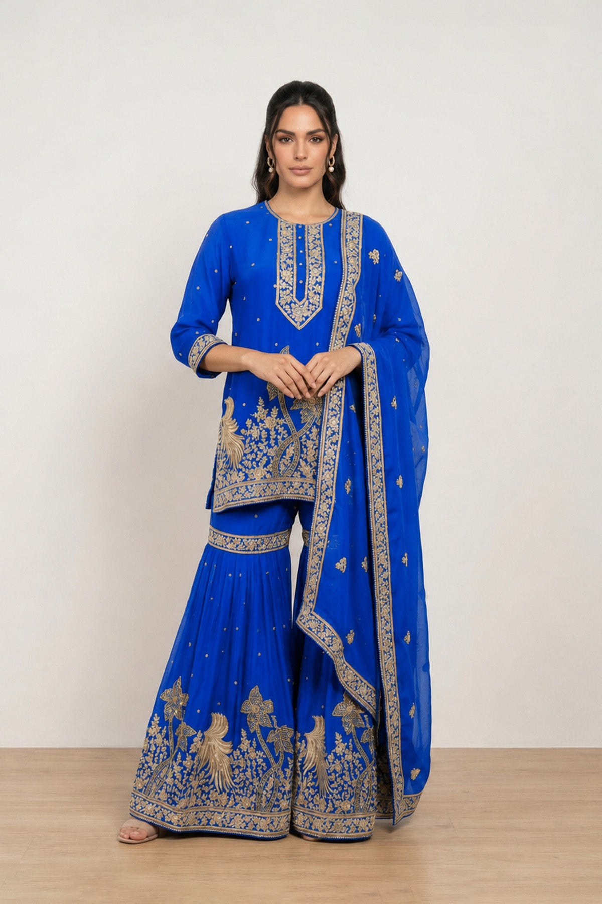 Blue Tree  Kurti Gharara Set