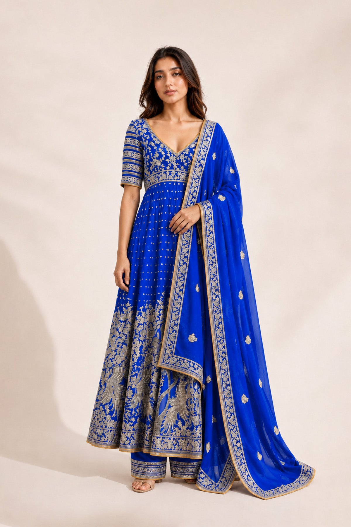 Blue Tree Anarkali Set