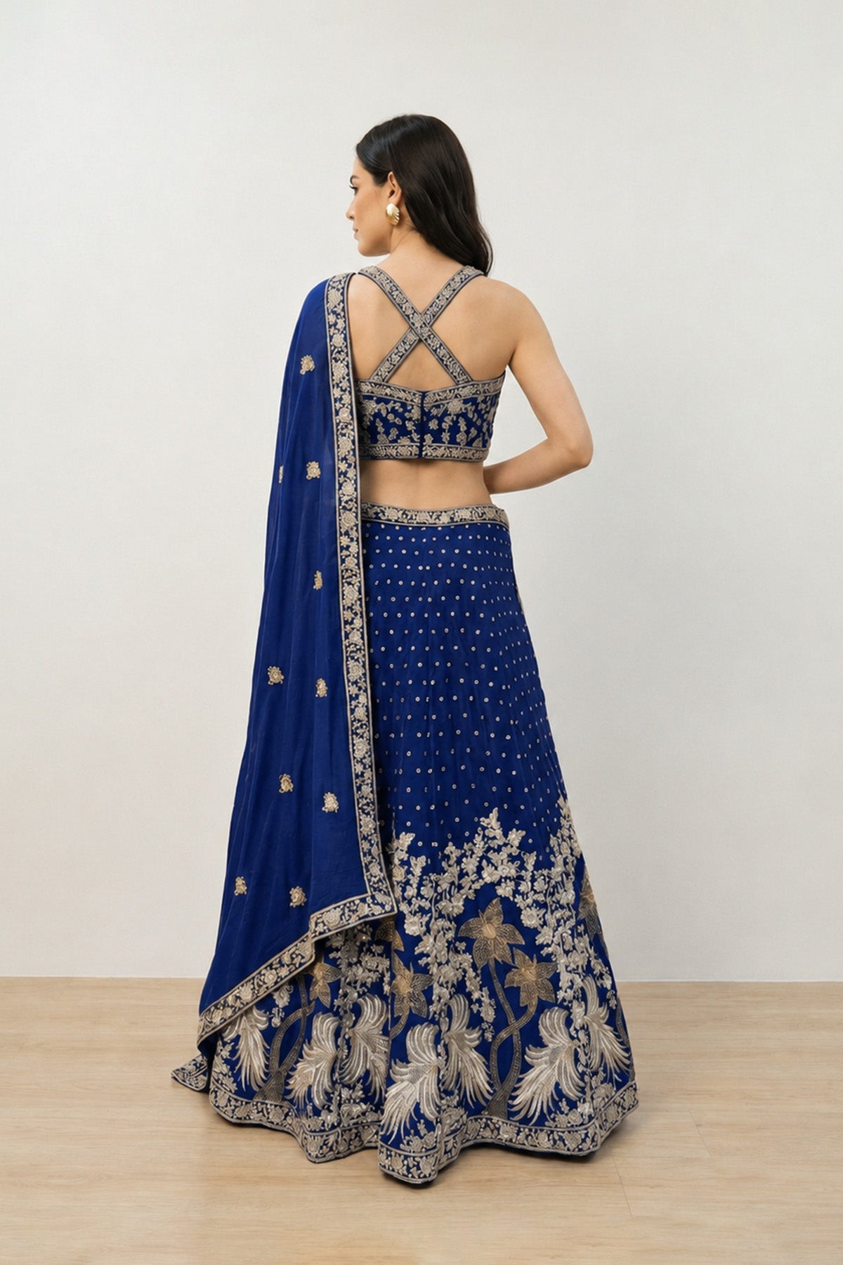 Navy Blue Tree Ghagra Set