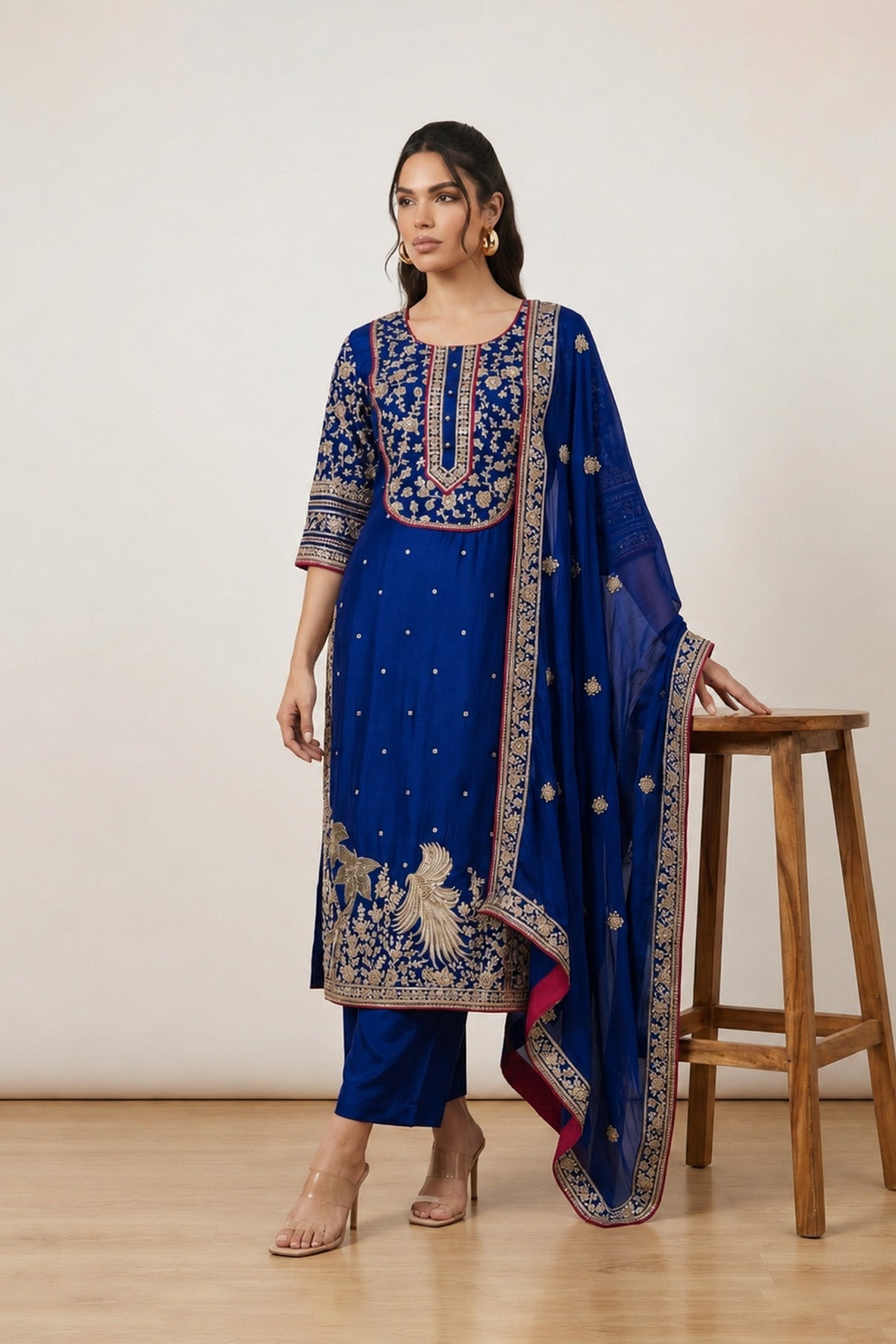 Navy Blue Tree Boxy Kurta