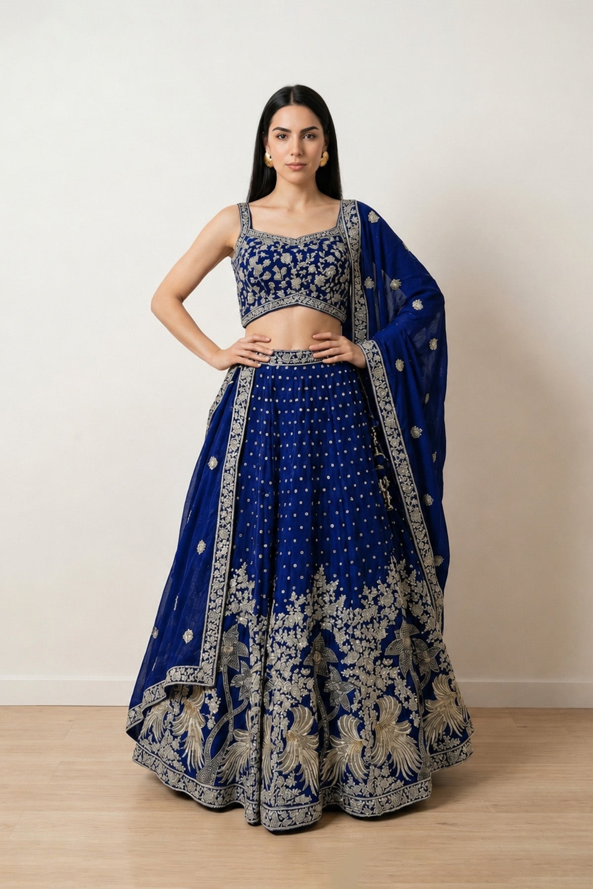Navy Blue Tree Ghagra Set