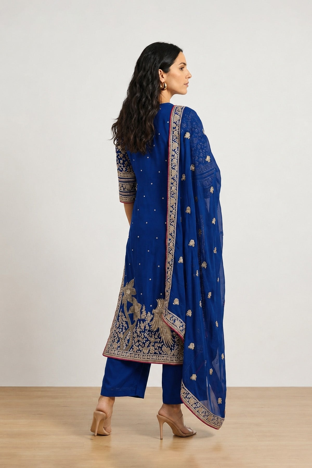 Navy Blue Tree Boxy Kurta