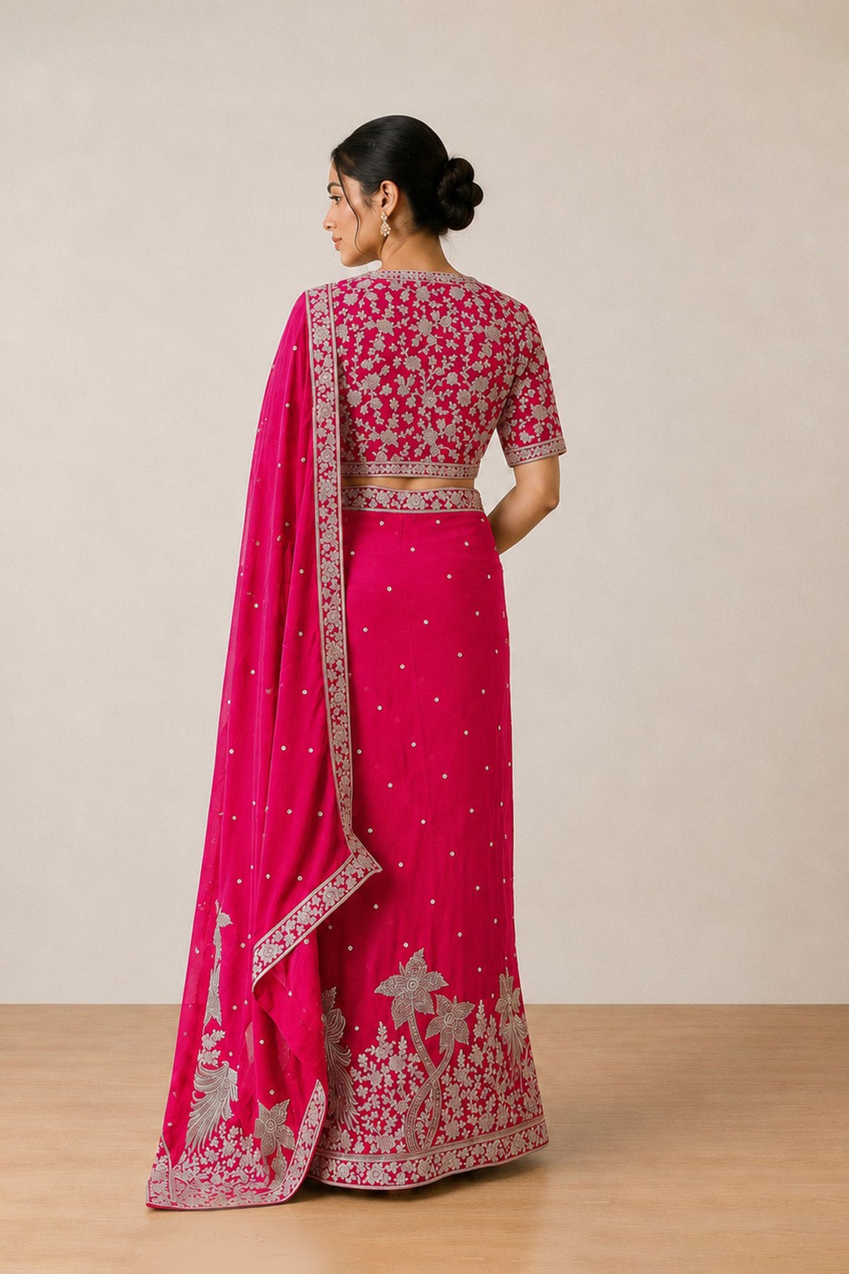 Pink Tree Saree