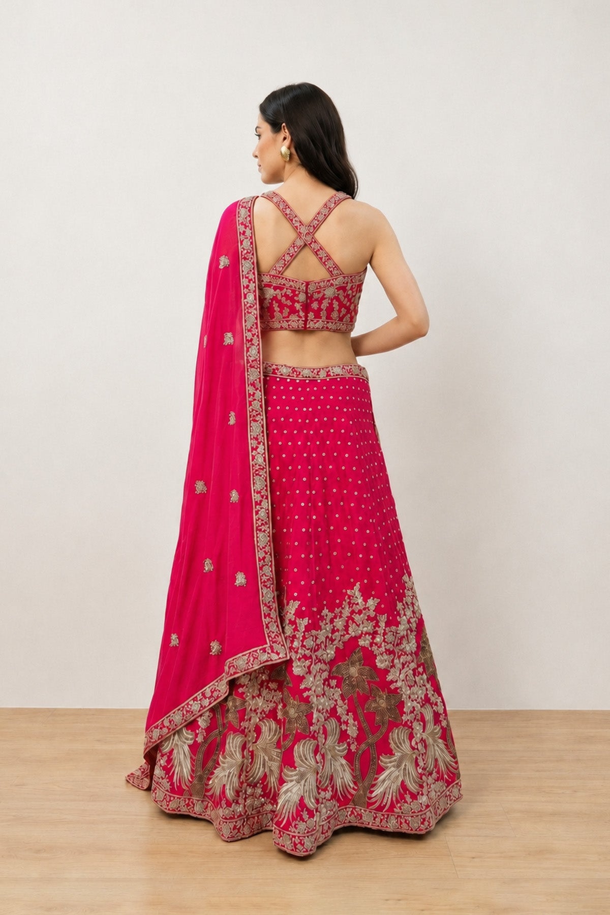 Pink Tree Ghagra Set