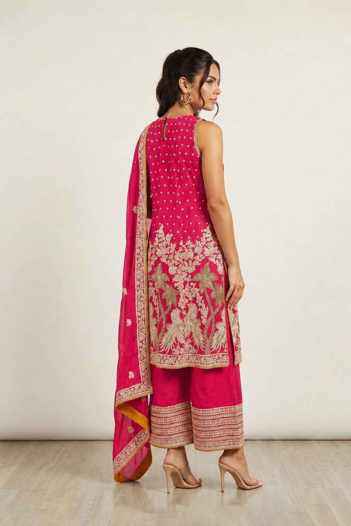 Pink Tree Kurti Salwaar Set