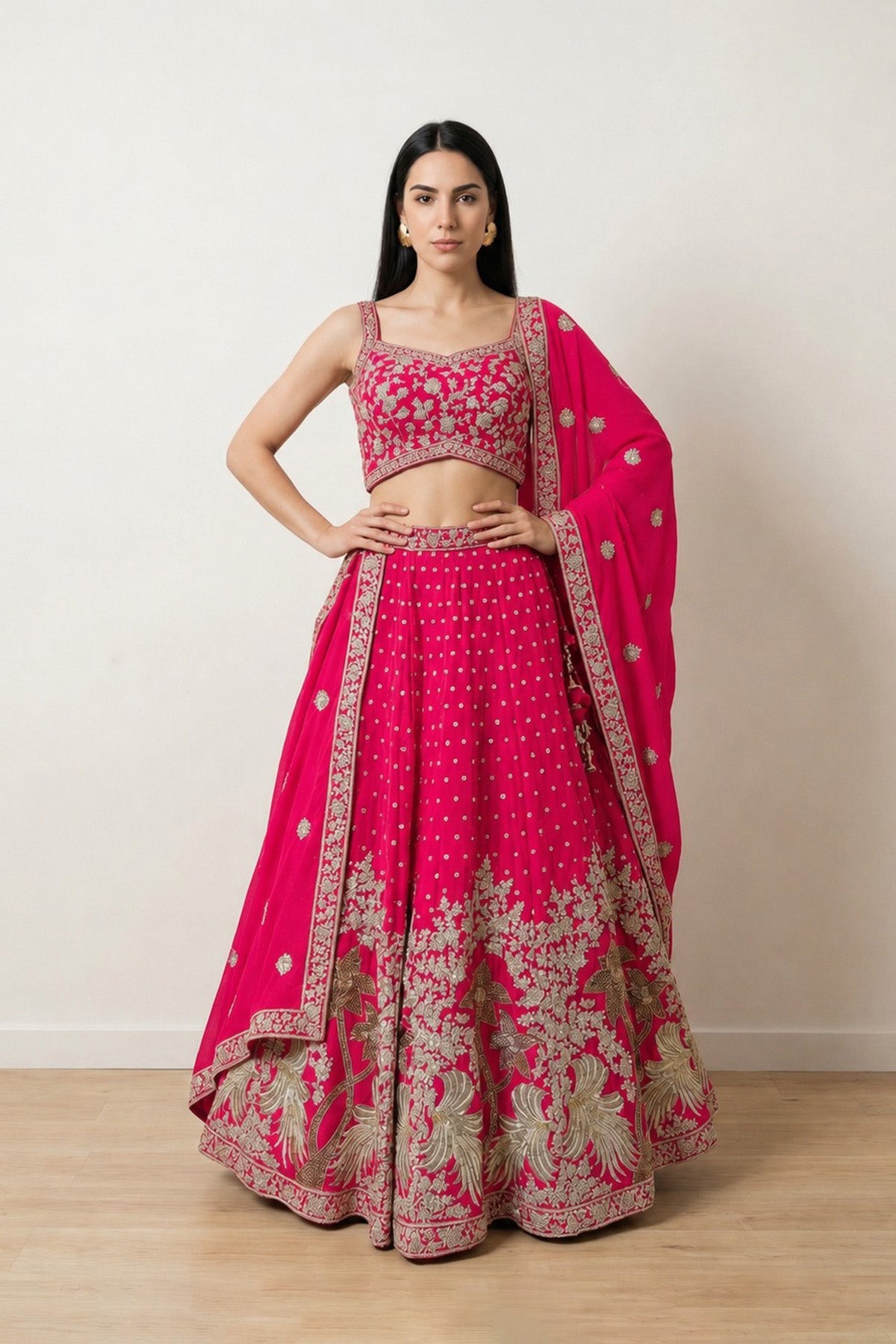 Pink Tree Ghagra Set