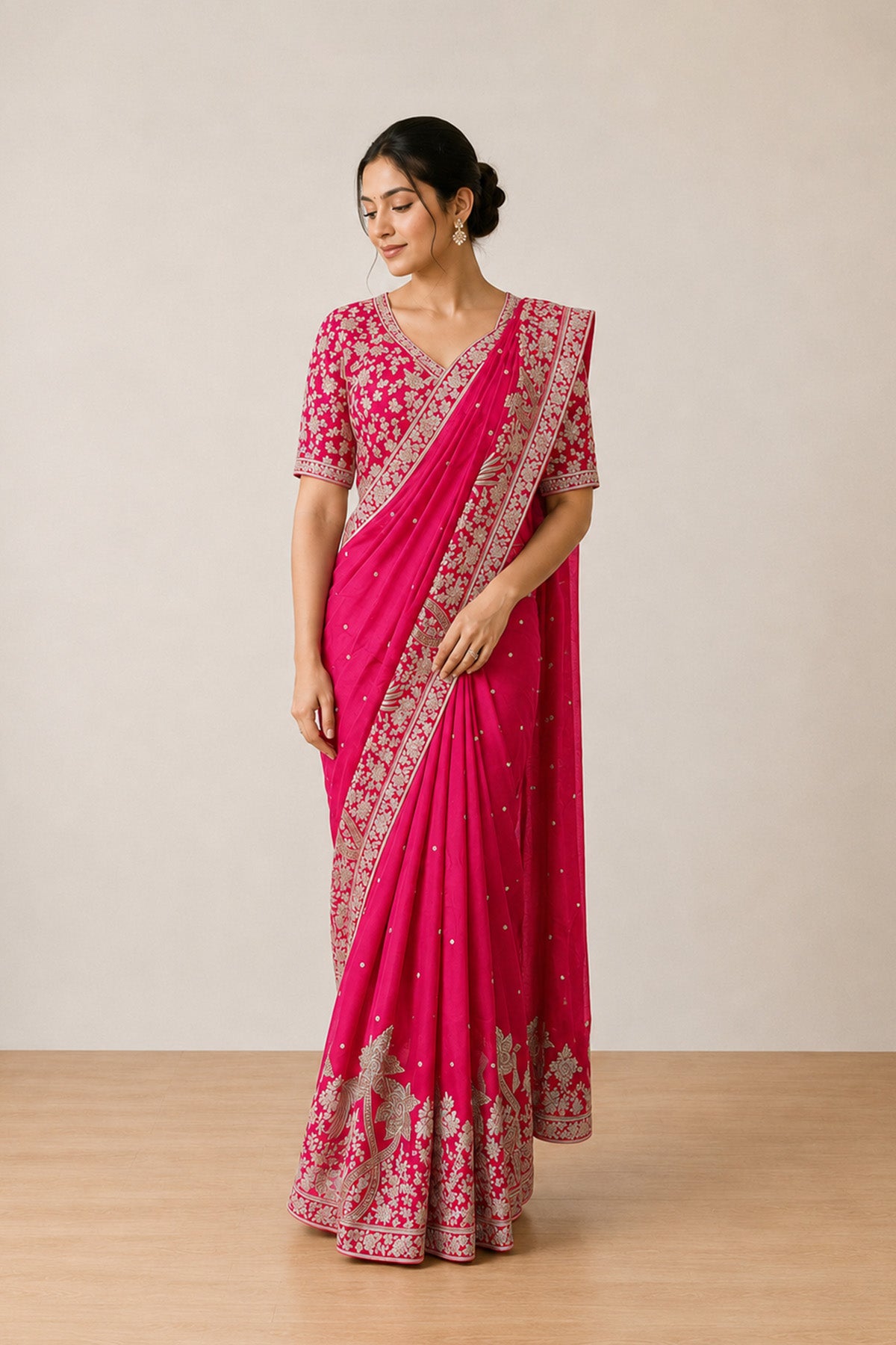 Pink Tree Saree