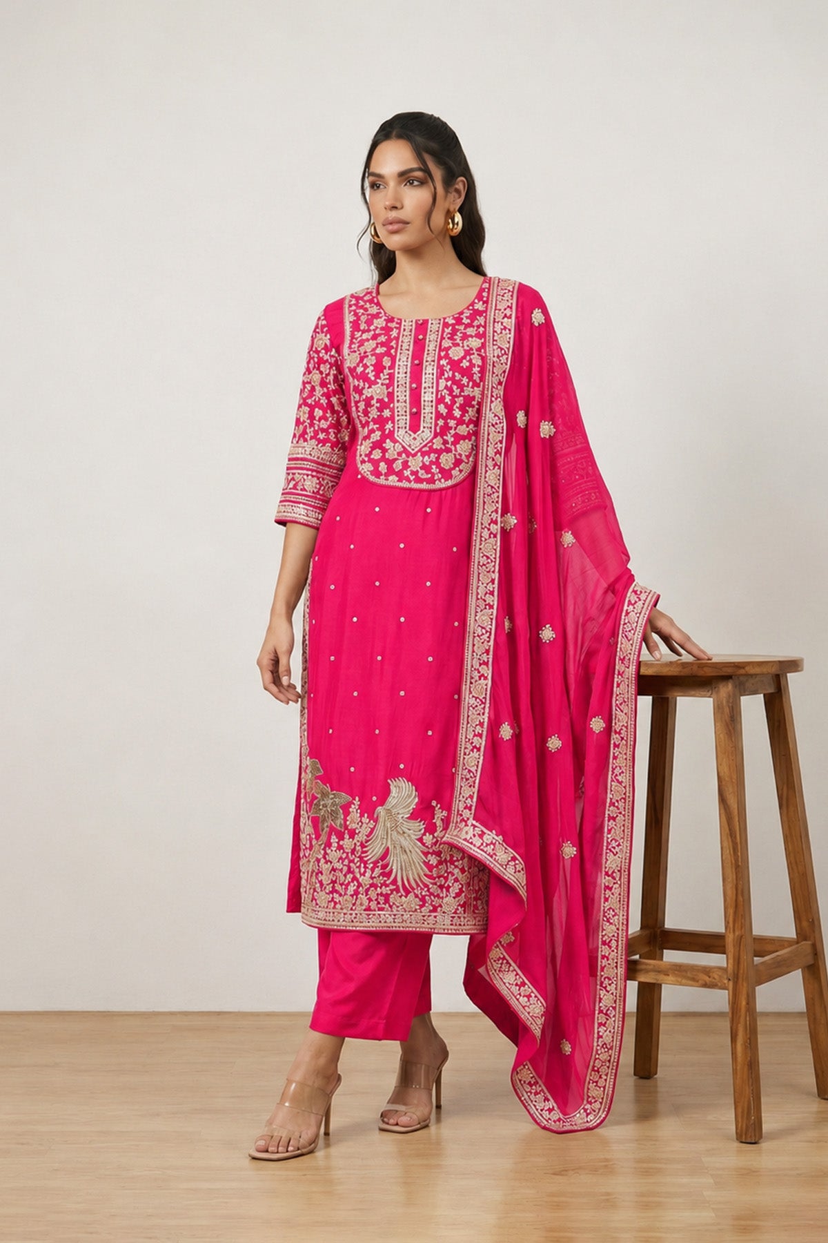 Pink Tree Boxy Kurta