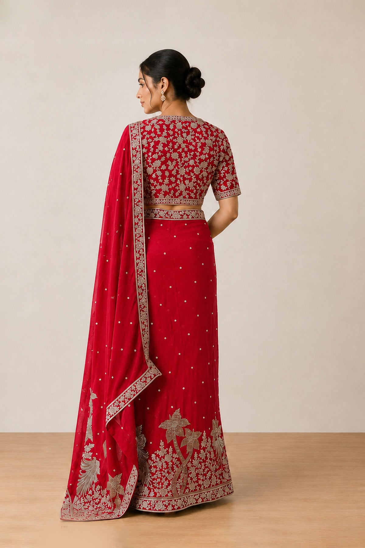 Red Tree Saree