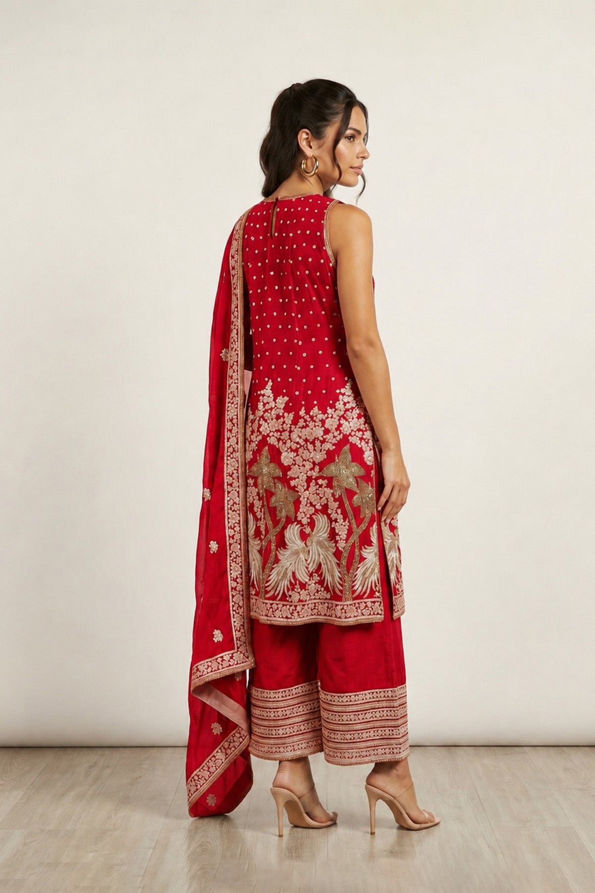 Red Tree Kurti Salwaar Set