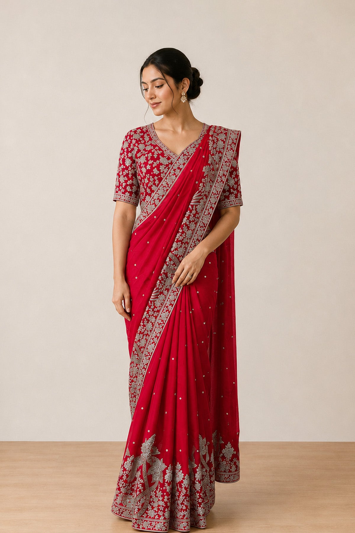 Red Tree Saree