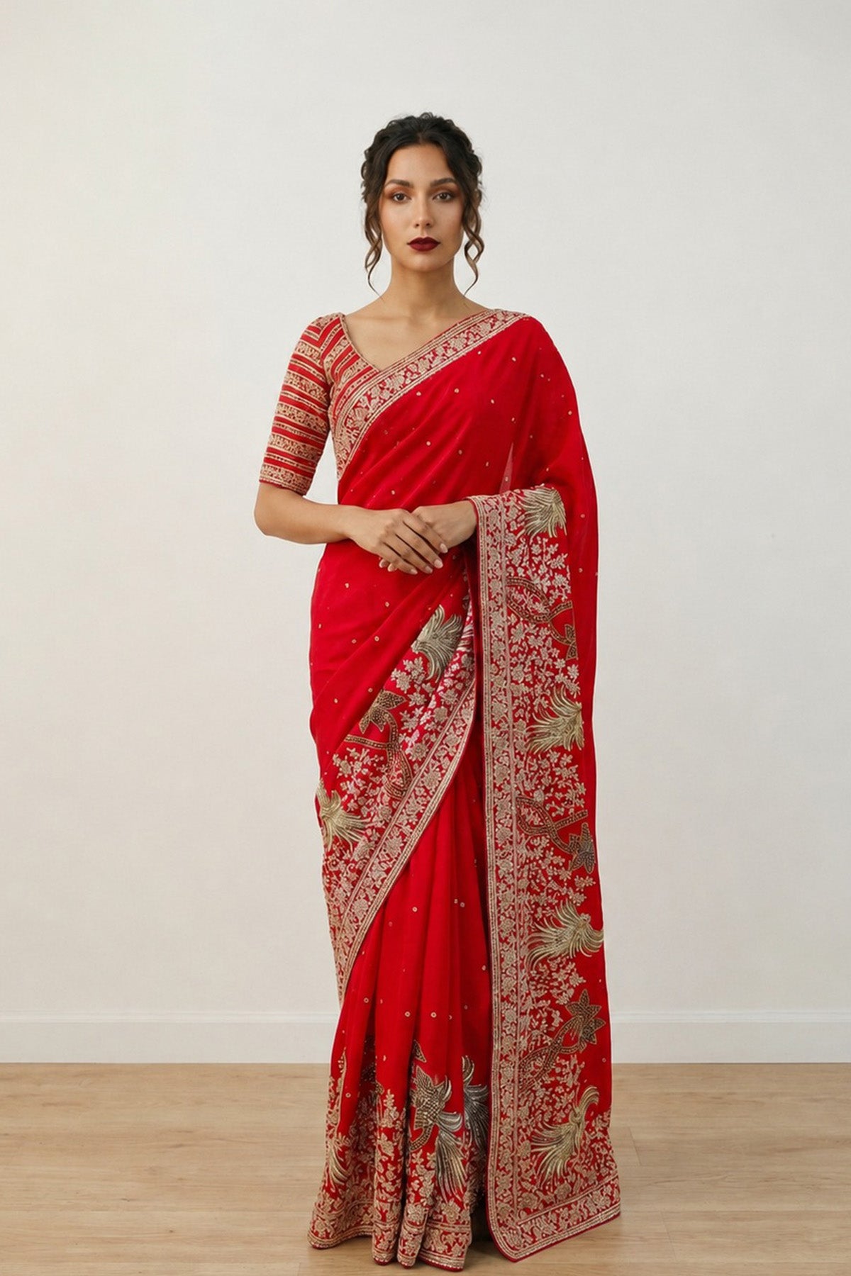 Red Tree Saree