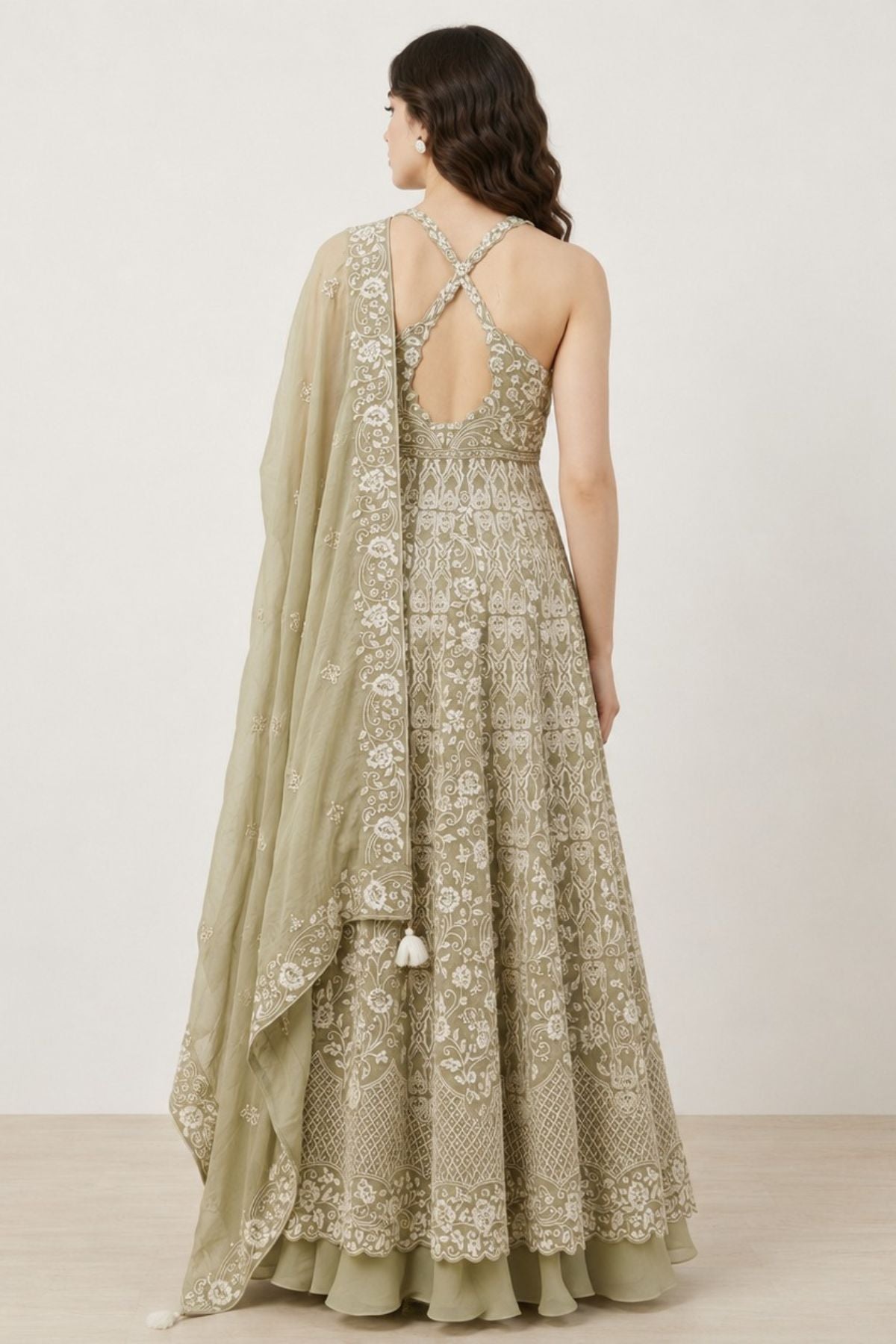 Green Dove Anarkali Set