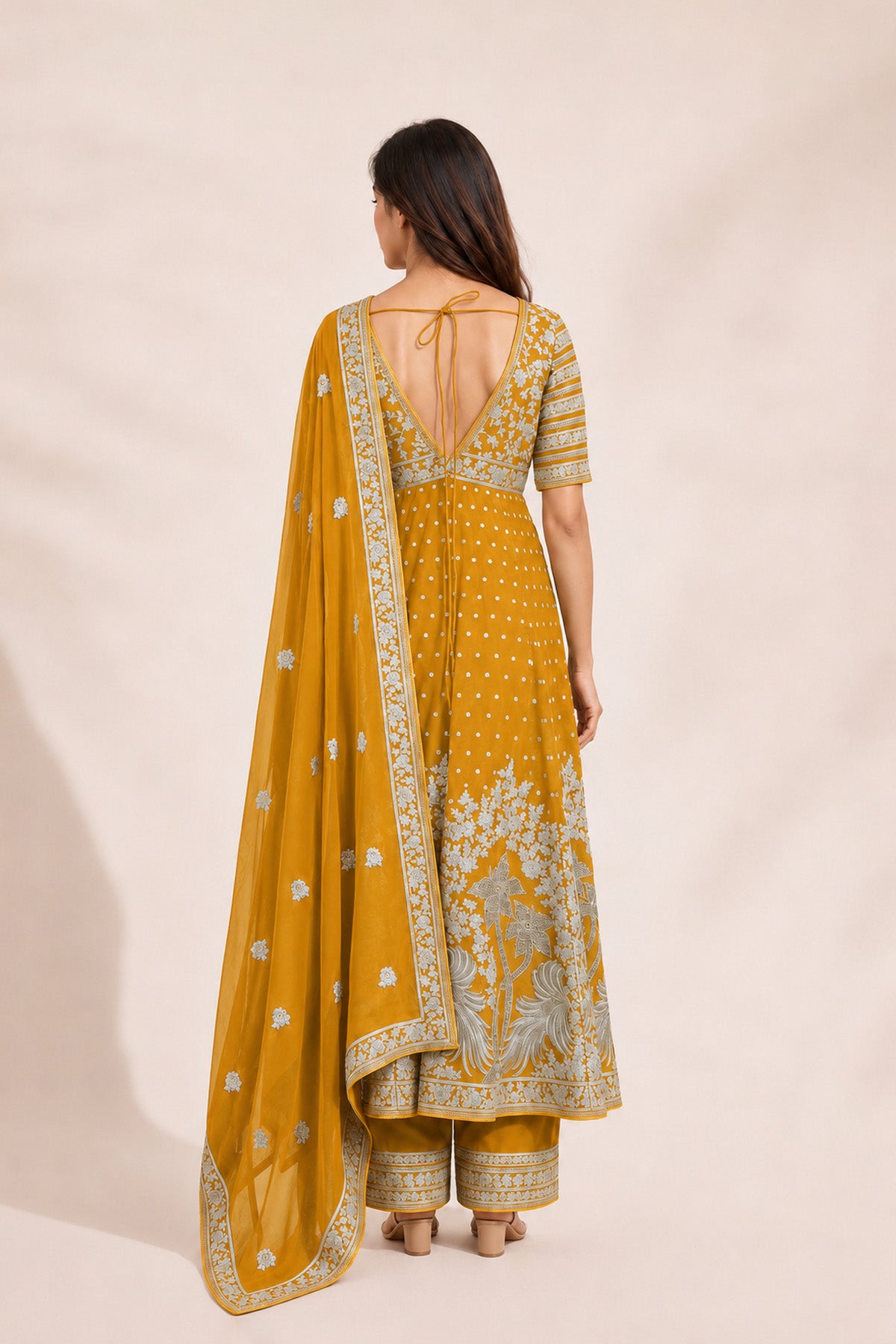 Mustard Tree Anarkali Set