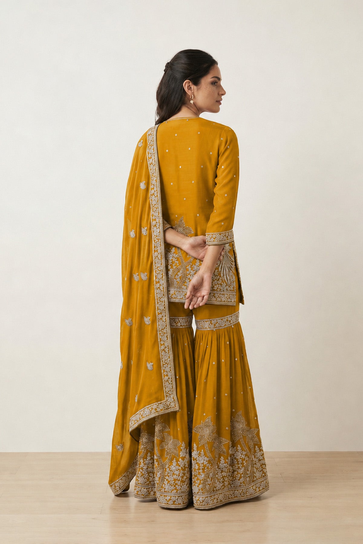 Mustard Tree Kurti Gharara Set